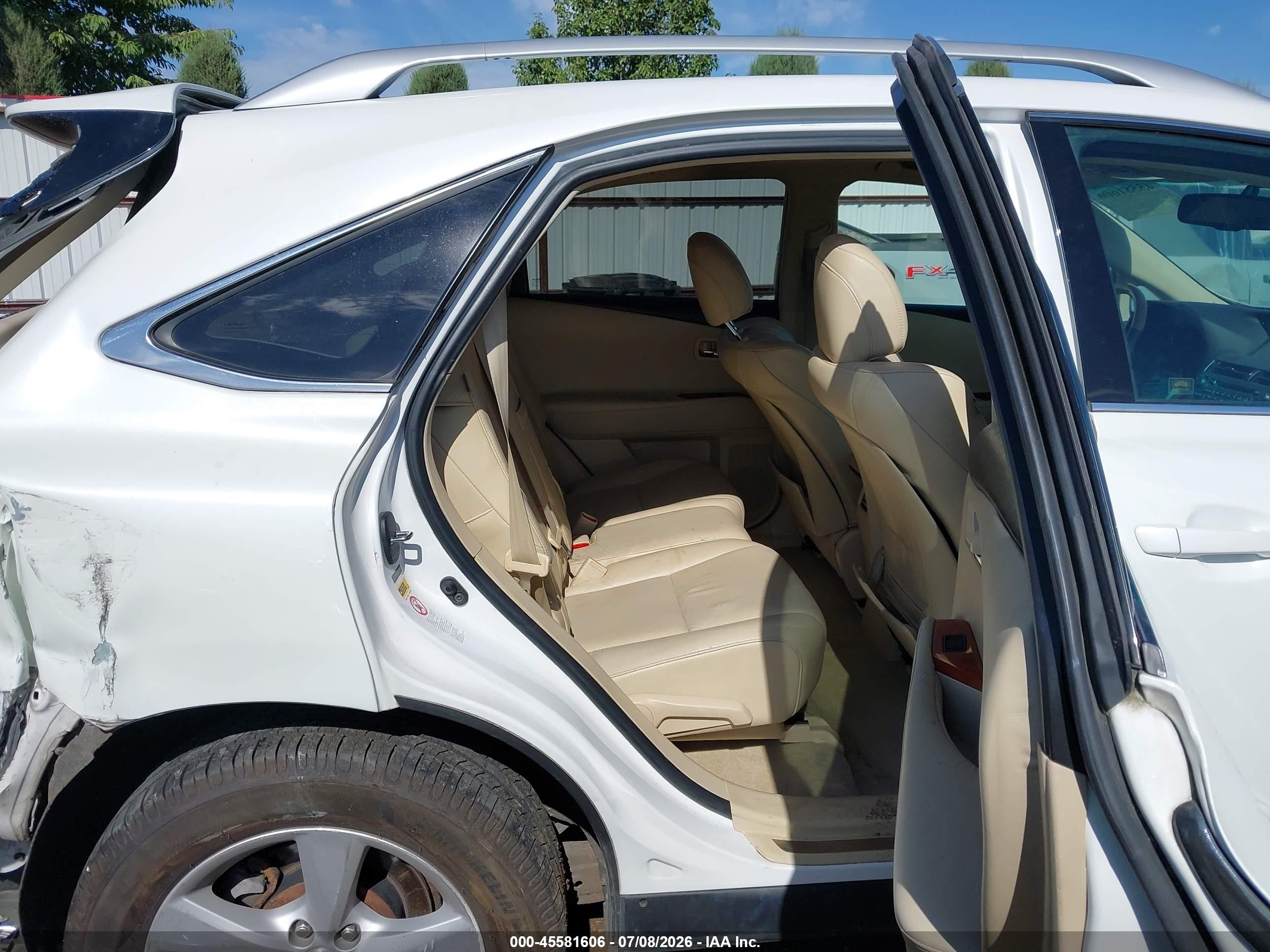 2010 Lexus Rx 350   White vin: 2T2BK1BA9AC066452