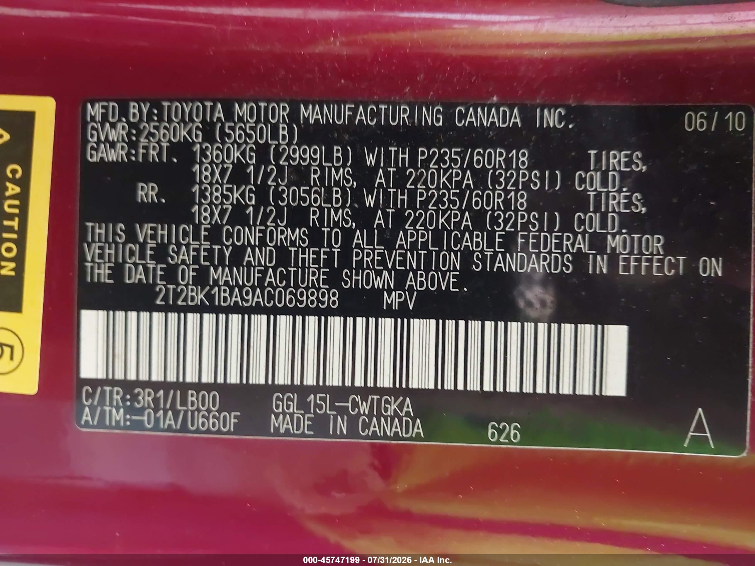 2010 Lexus Rx 350   Red vin: 2T2BK1BA9AC069898