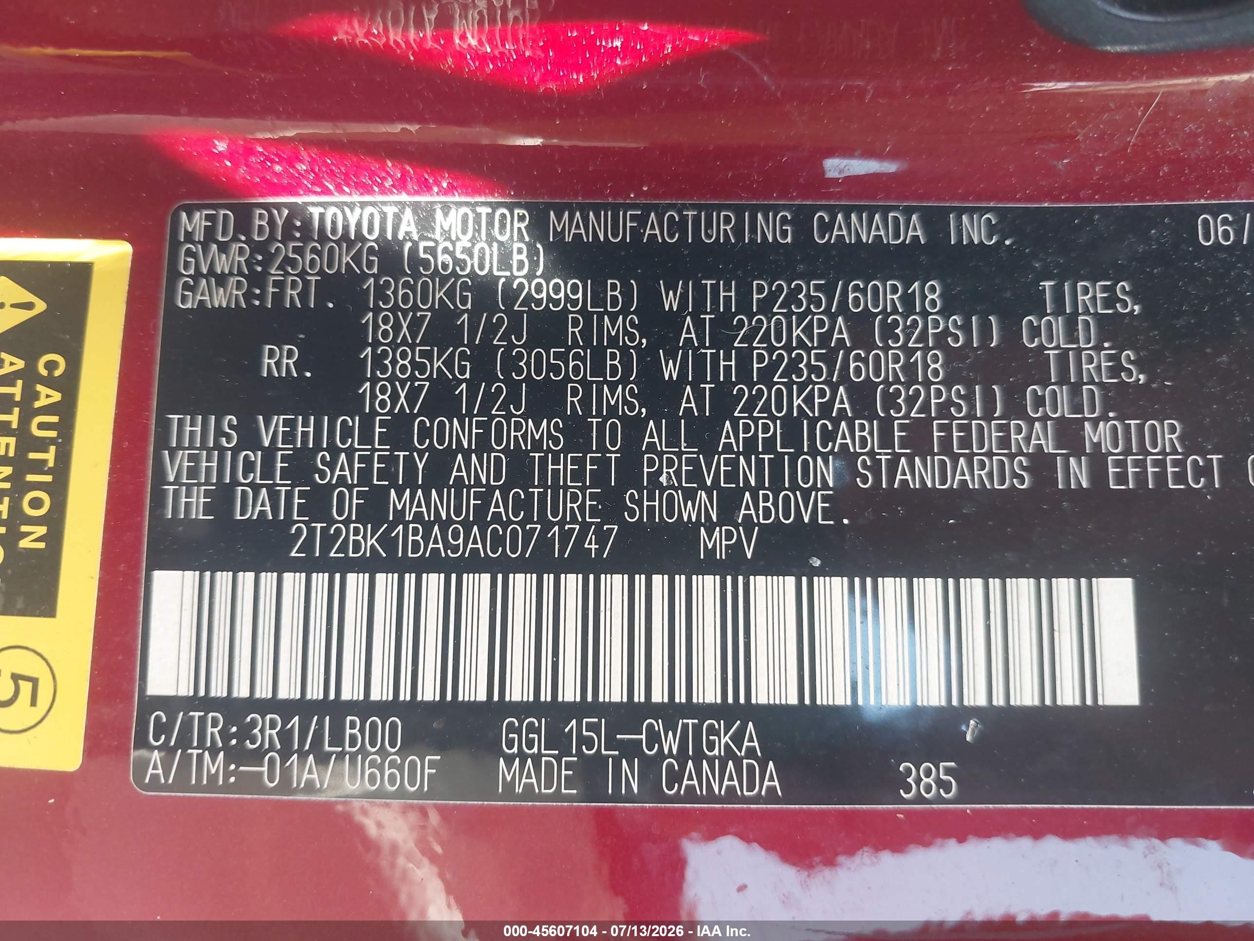 2010 Lexus Rx 350 Red vin: 2T2BK1BA9AC071747