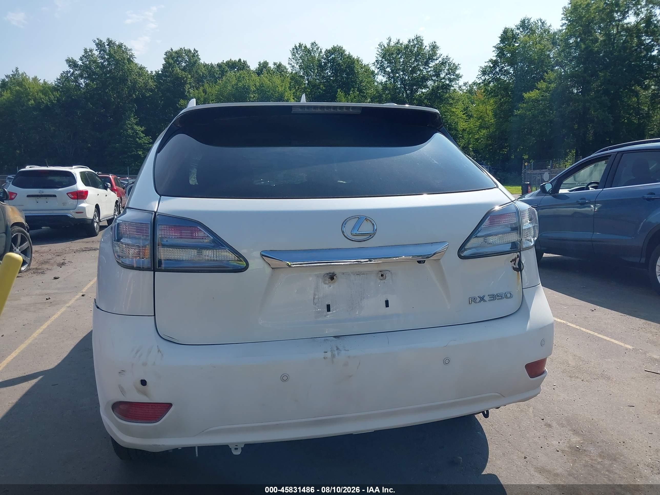 2012 Lexus Rx 350 White vin: 2T2BK1BA9CC148958