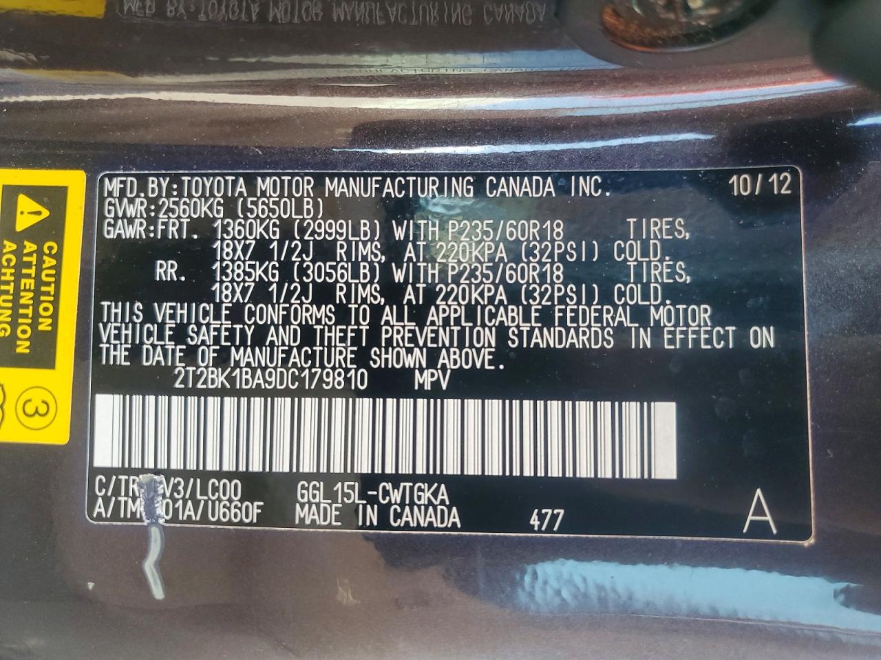 2013 Lexus Rx 350 Base Серый vin: 2T2BK1BA9DC179810