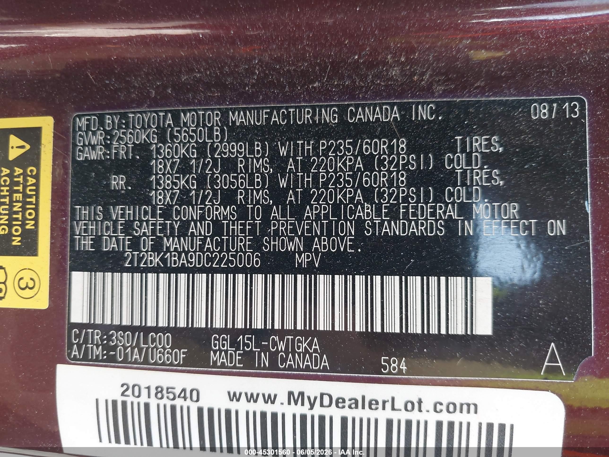 2013 Lexus Rx 350   Red vin: 2T2BK1BA9DC225006