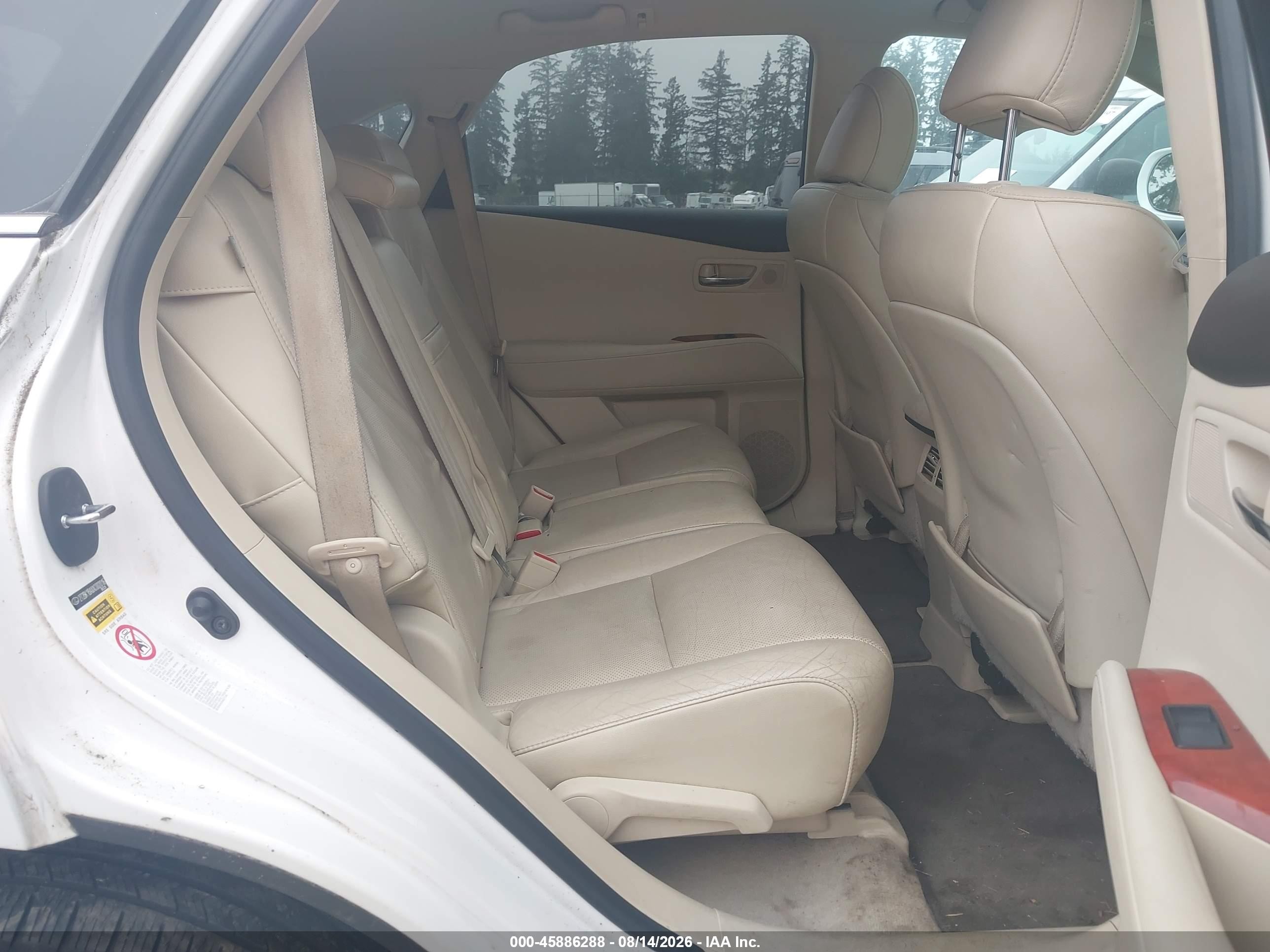 2010 Lexus Rx 350   White vin: 2T2BK1BAXAC002016