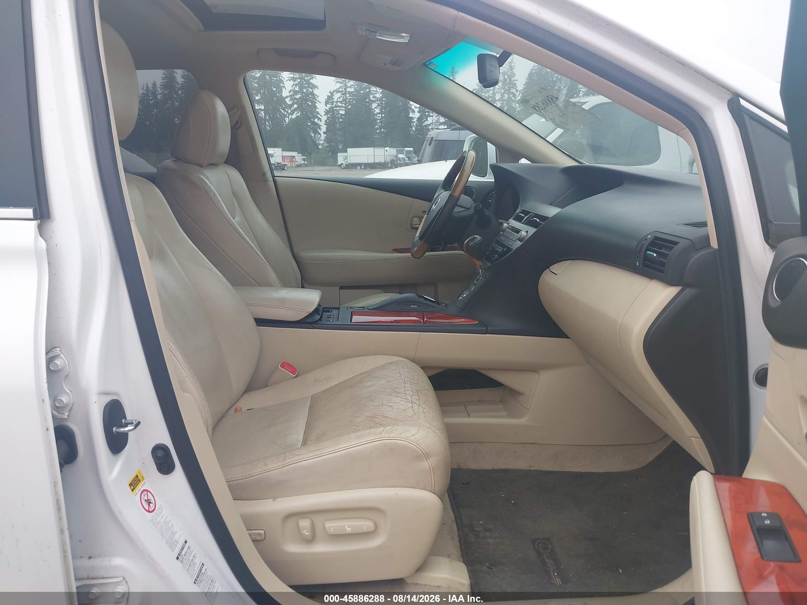 2010 Lexus Rx 350   White vin: 2T2BK1BAXAC002016