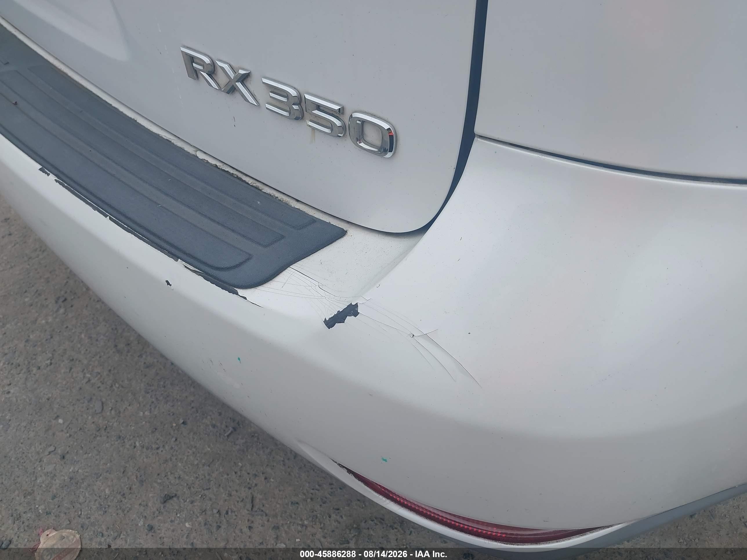 2010 Lexus Rx 350   White vin: 2T2BK1BAXAC002016