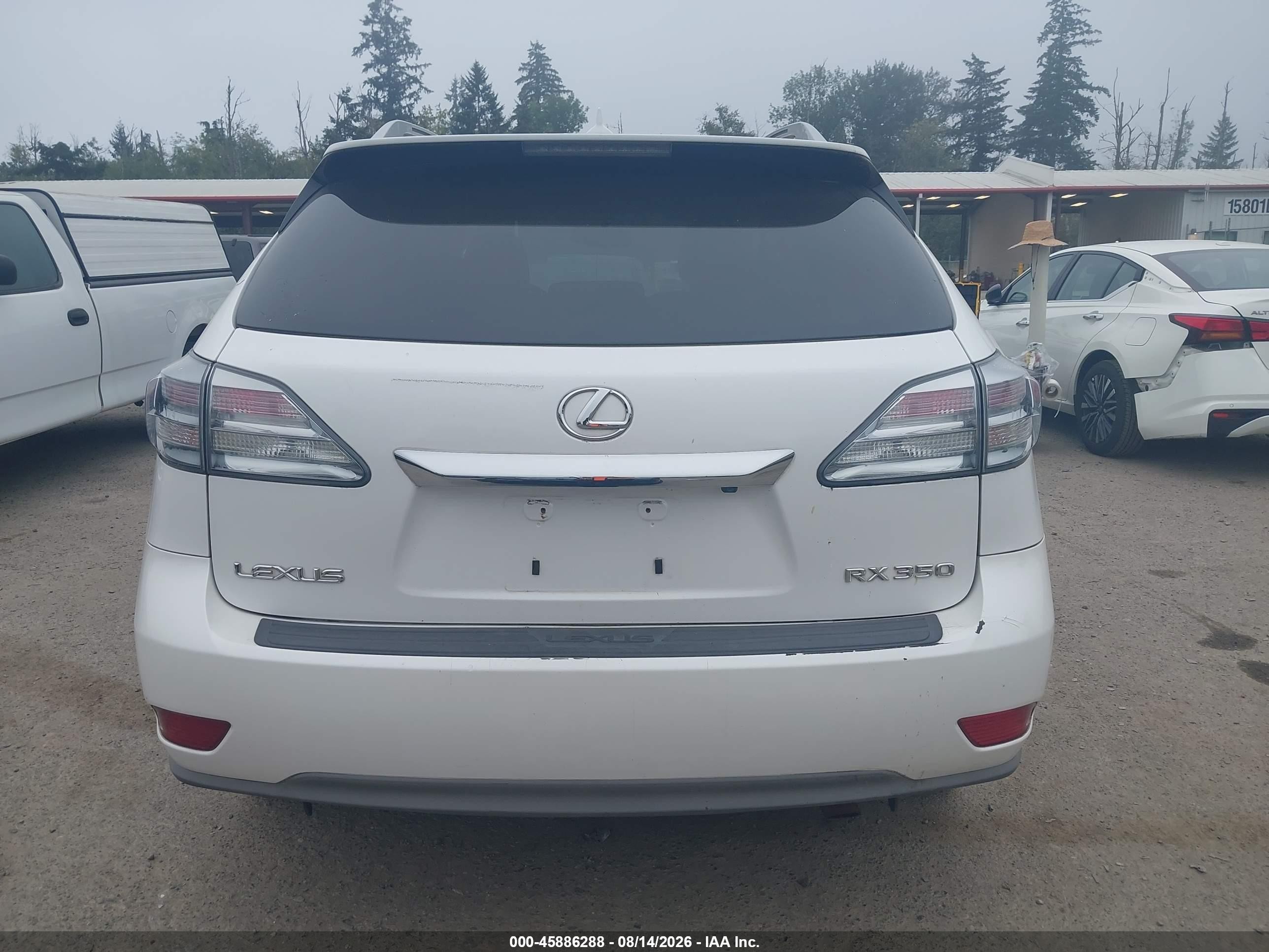 2010 Lexus Rx 350   White vin: 2T2BK1BAXAC002016