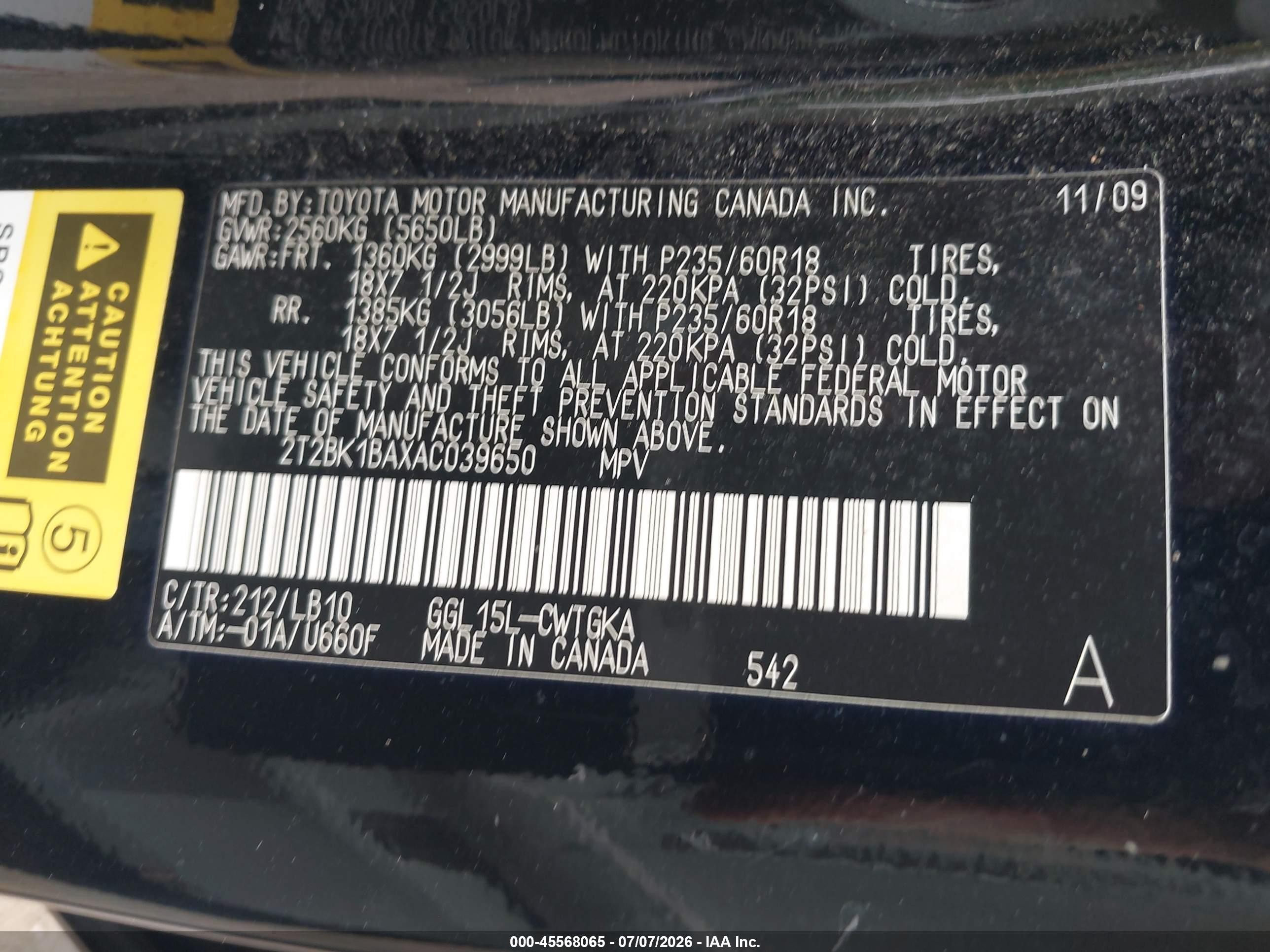 2010 Lexus Rx 350   Black vin: 2T2BK1BAXAC039650