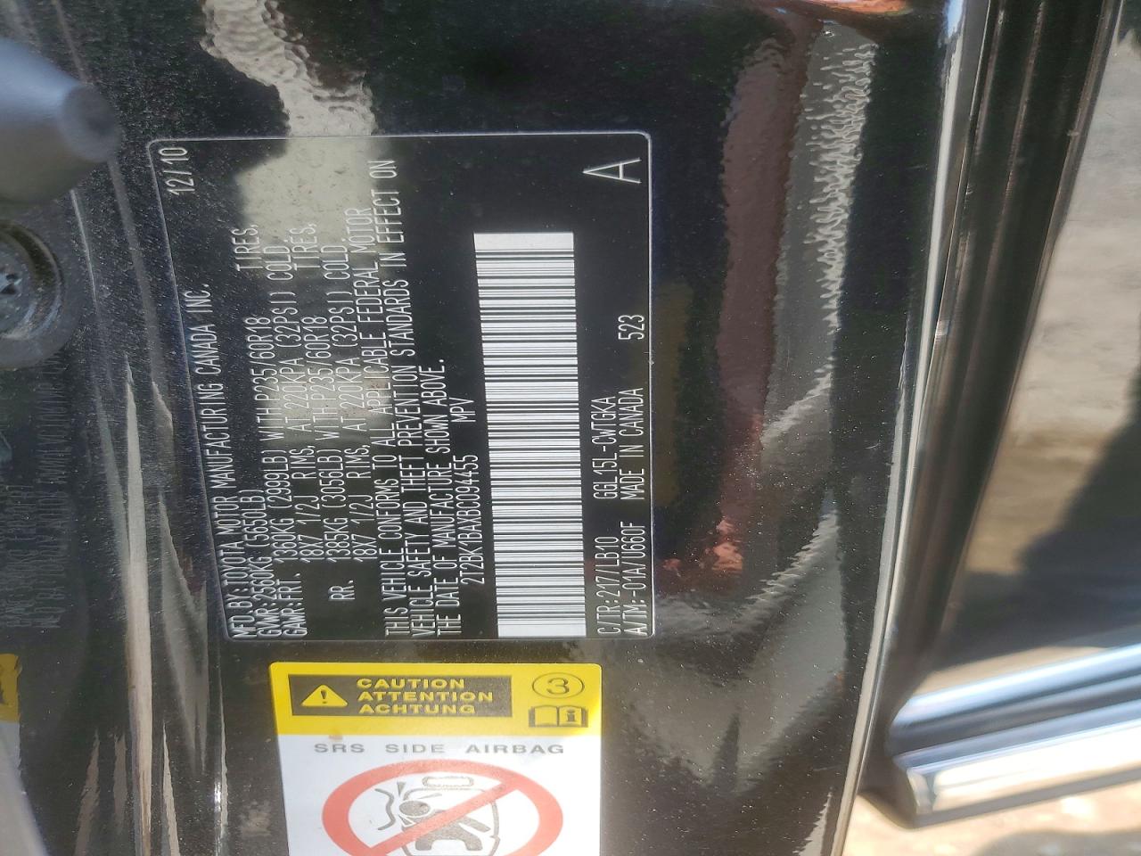 2011 Lexus Rx 350 Черный vin: 2T2BK1BAXBC094455