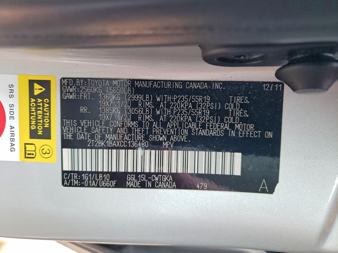 2012 Lexus Rx 350 Серебряный vin: 2T2BK1BAXCC136480
