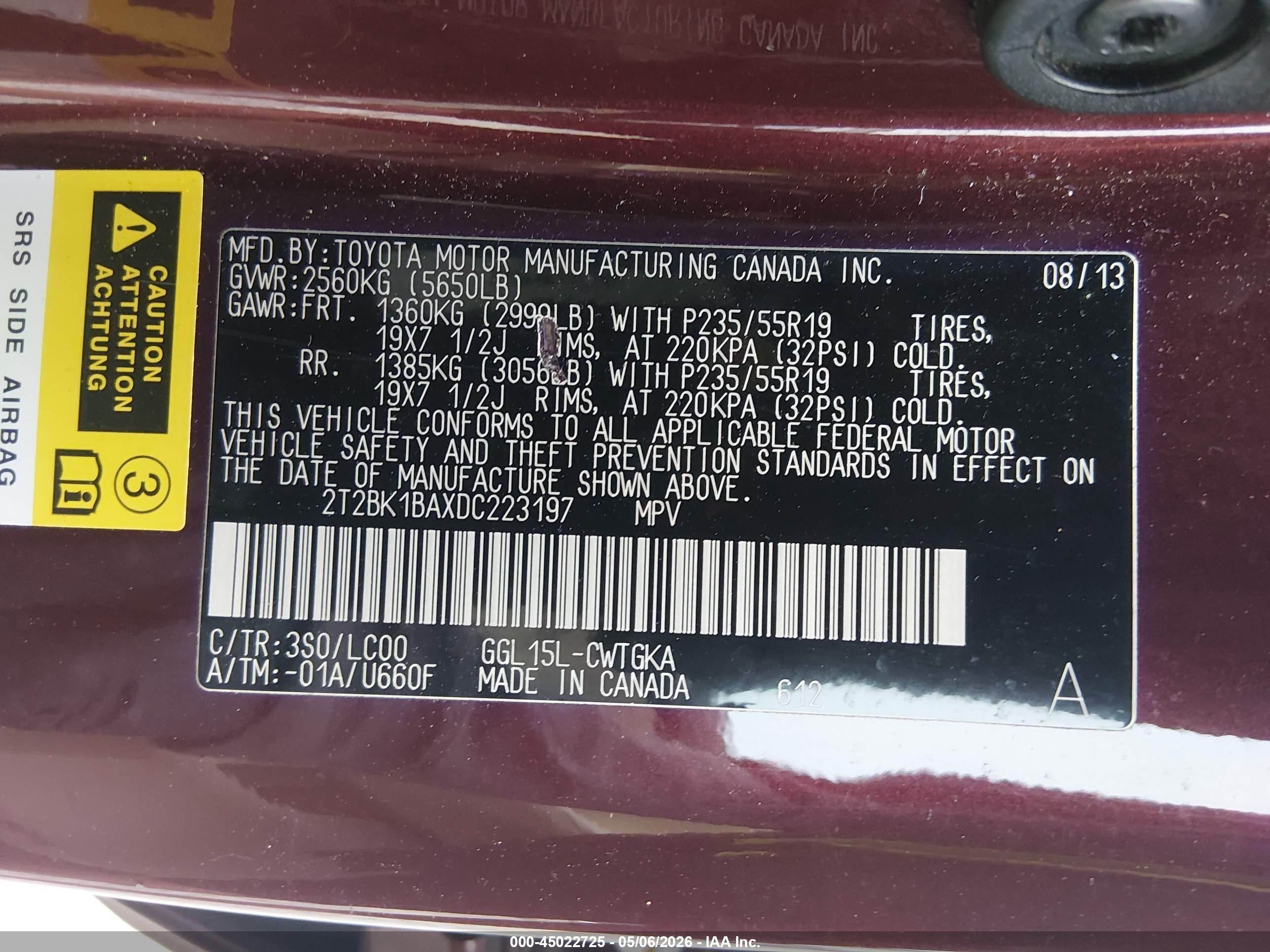 2013 Lexus Rx 350   Red vin: 2T2BK1BAXDC223197