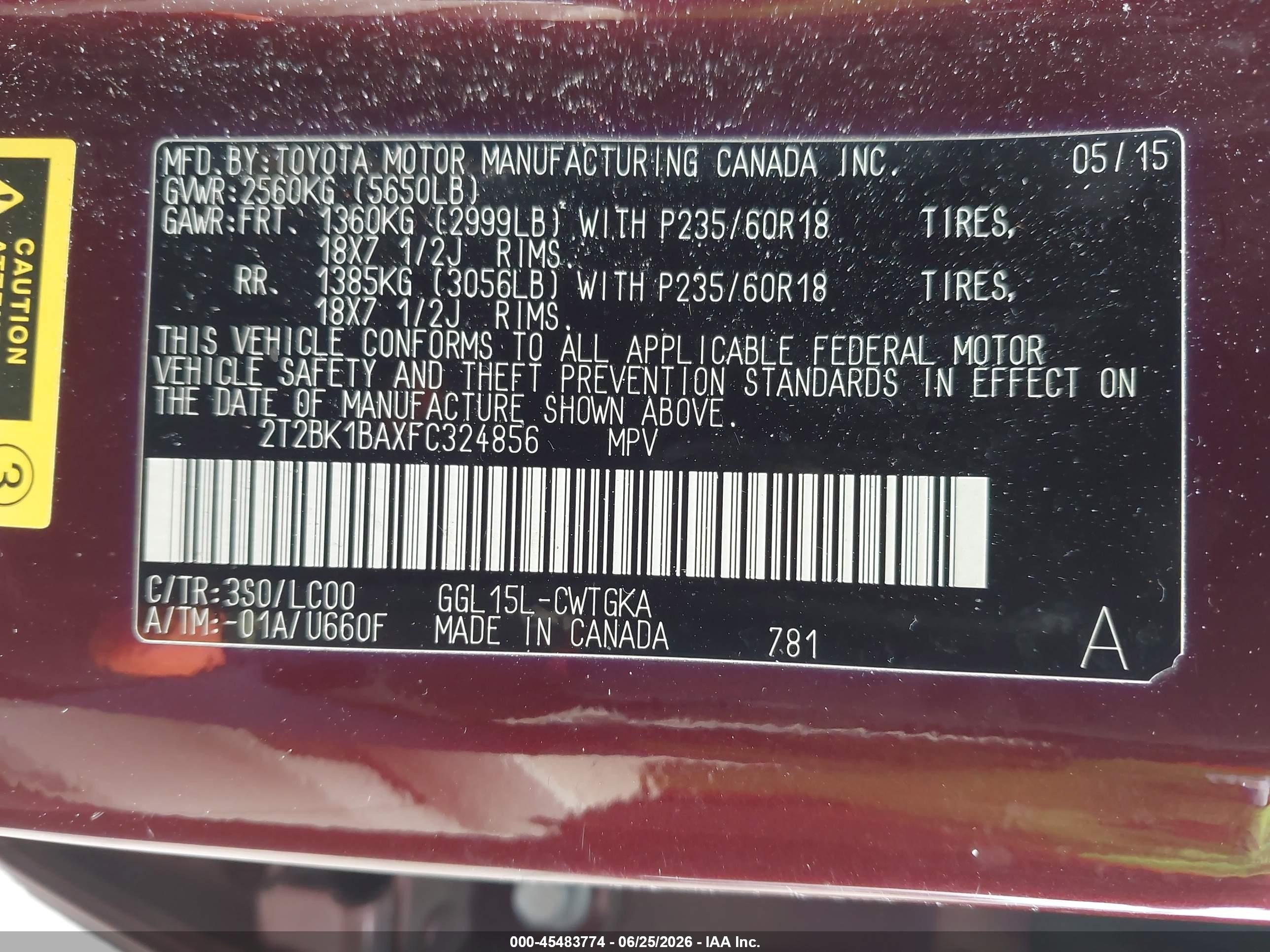 2015 Lexus Rx 350   Burgundy vin: 2T2BK1BAXFC324856