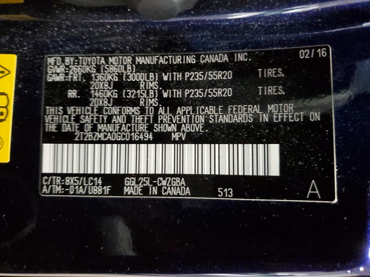 2016 Lexus Rx 350 Base Blue vin: 2T2BZMCA0GC016494