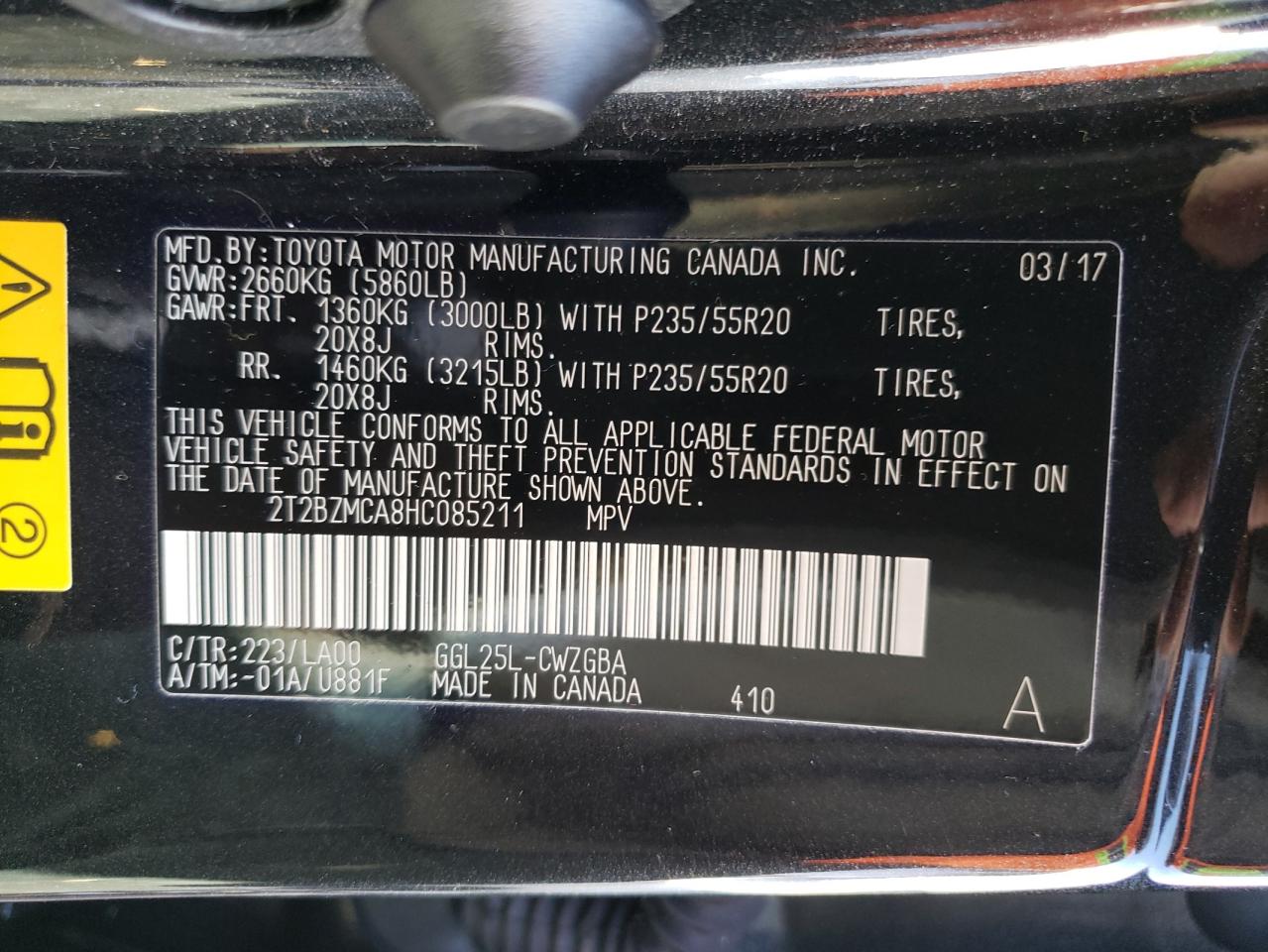 2017 Lexus Rx 350 Base Black vin: 2T2BZMCA8HC085211