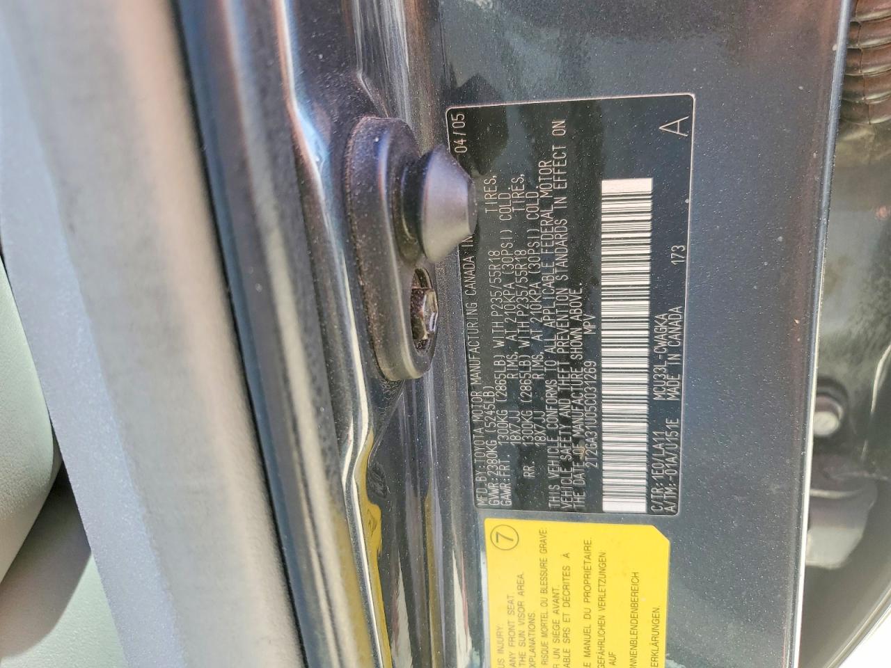 2005 Lexus Rx 330 Серый vin: 2T2GA31U05C031269