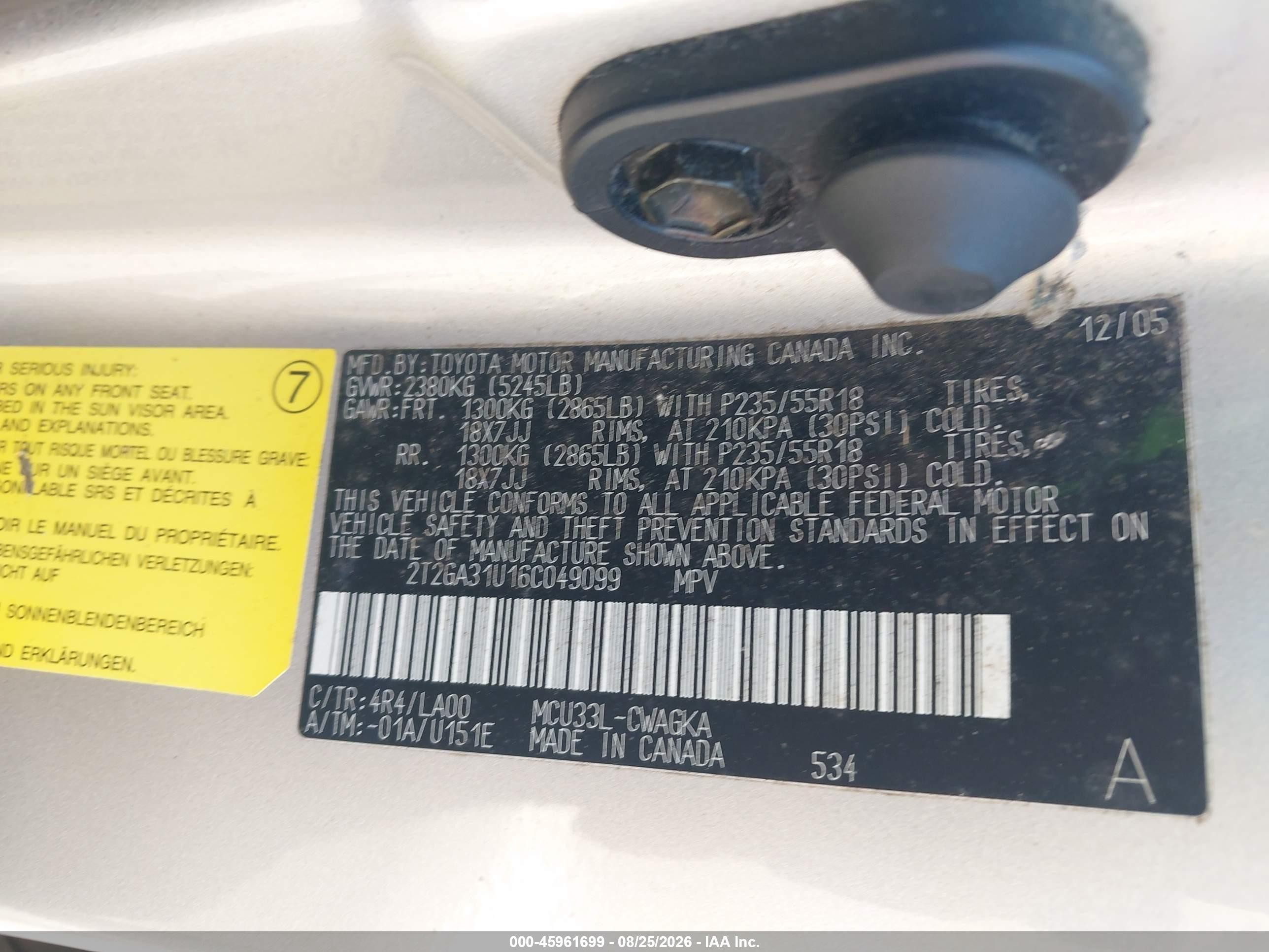 2006 Lexus Rx 330 Gold vin: 2T2GA31U16C049099