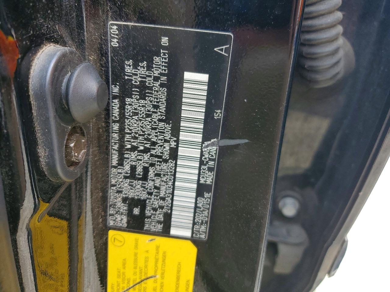 2004 Lexus Rx 330 Black vin: 2T2GA31U34C013282