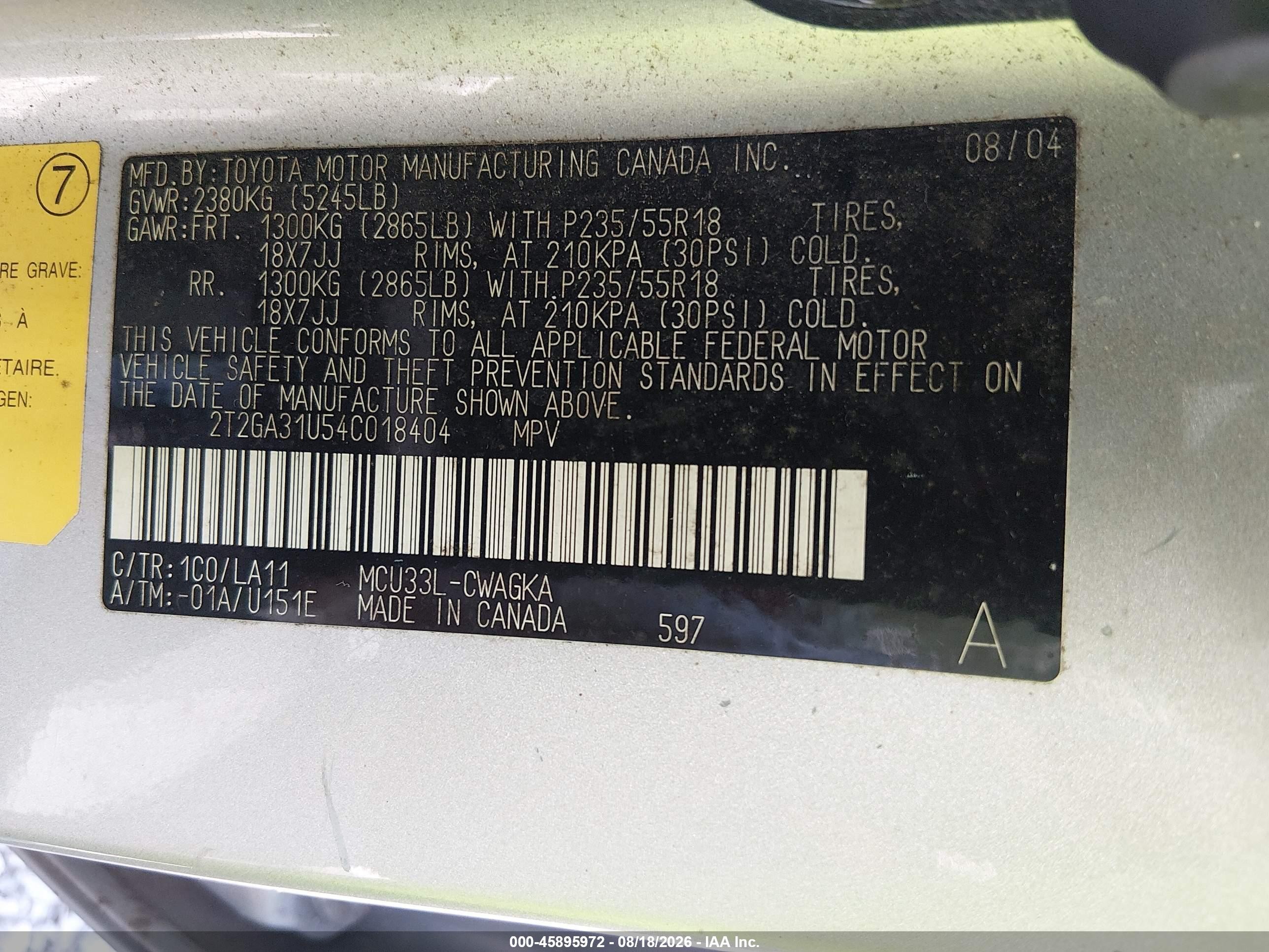 2004 Lexus Rx 330 Silver vin: 2T2GA31U54C018404