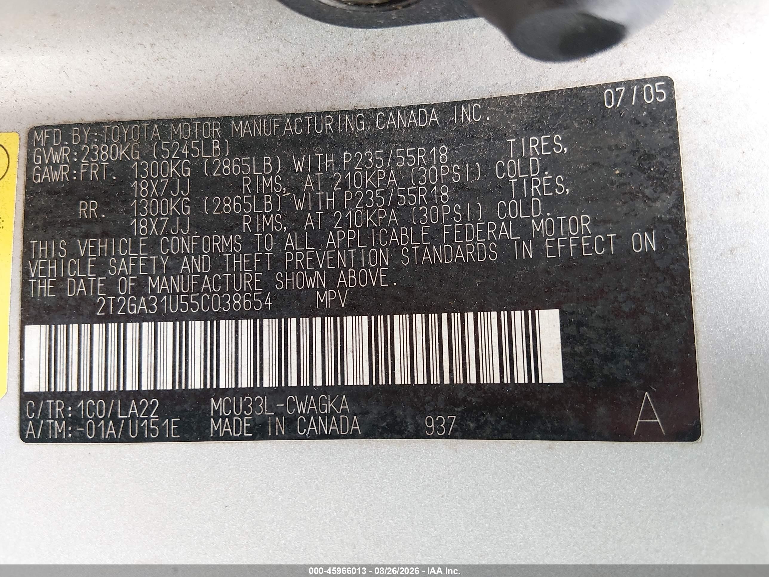2005 Lexus Rx 330 Silver vin: 2T2GA31U55C038654