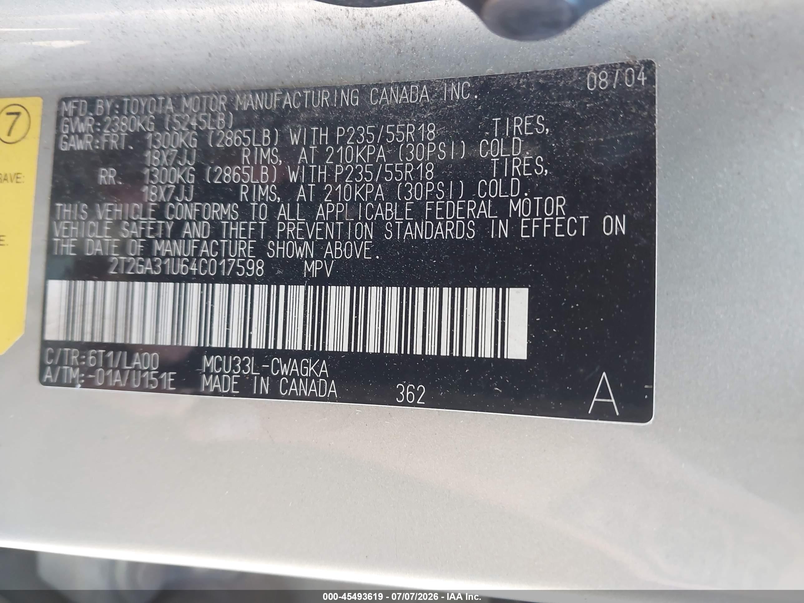 2004 Lexus Rx 330   Silver vin: 2T2GA31U64C017598