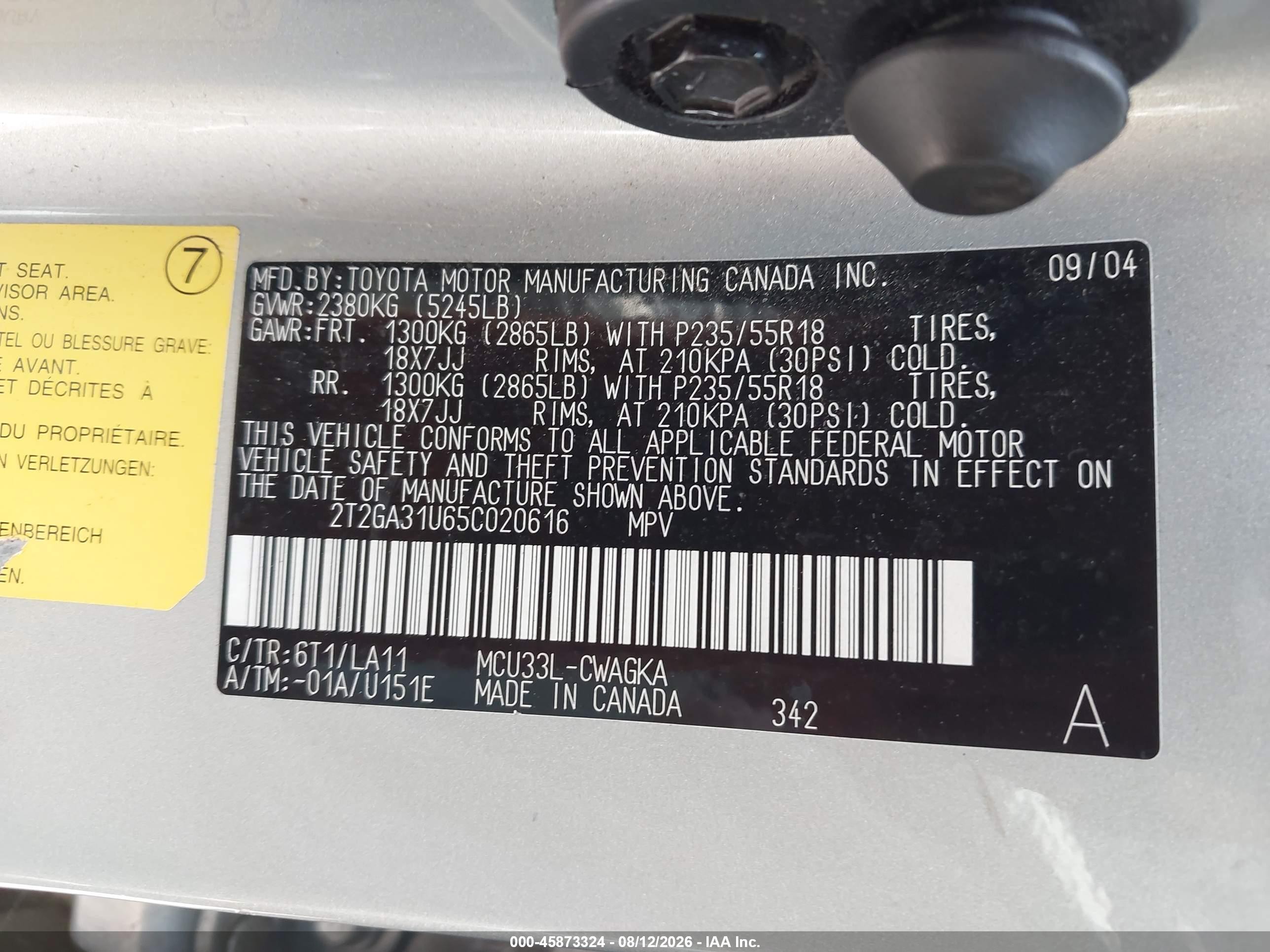 2005 Lexus Rx 330 Light Blue vin: 2T2GA31U65C020616