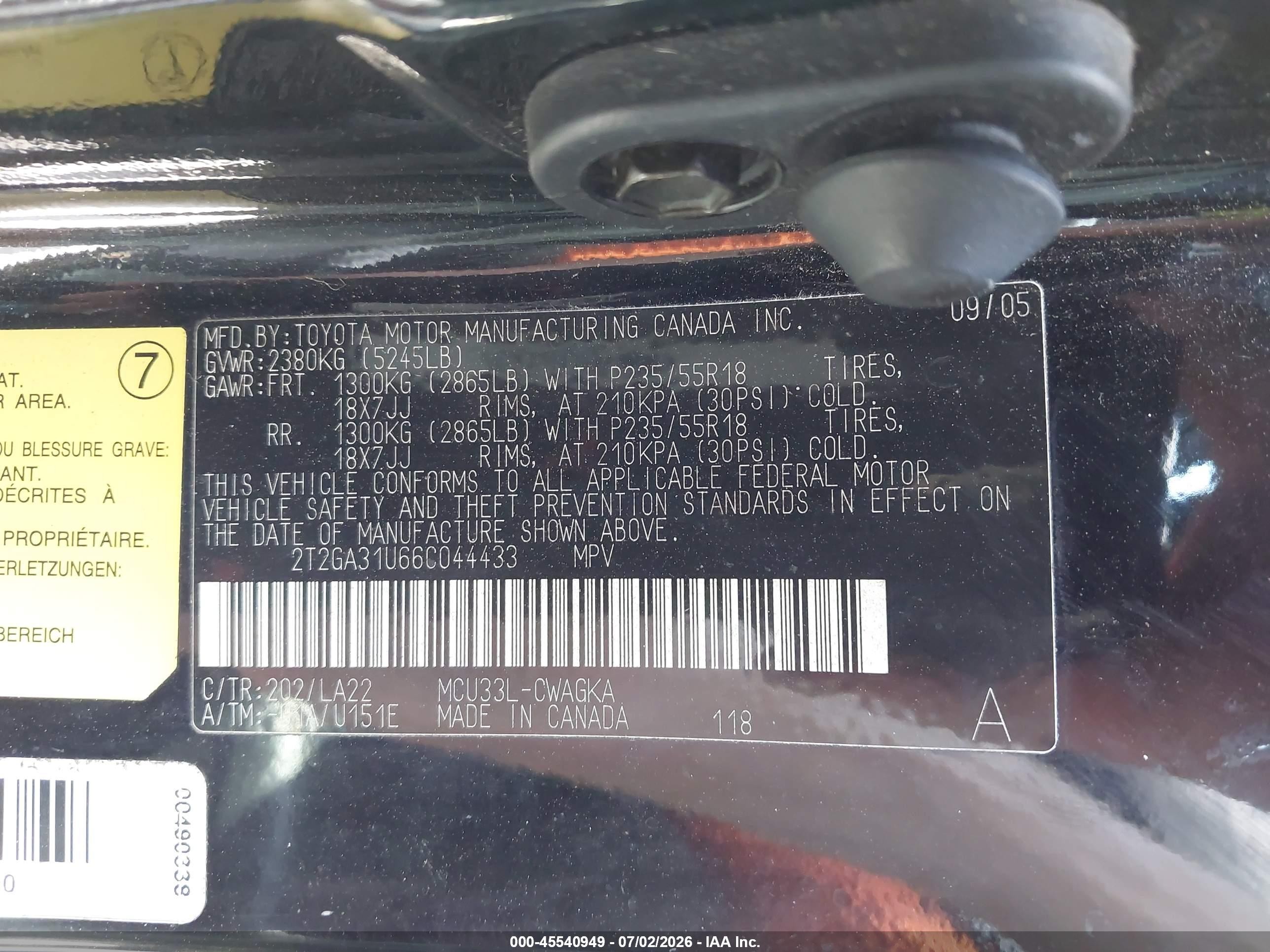 2006 Lexus Rx 330 Black vin: 2T2GA31U66C044433