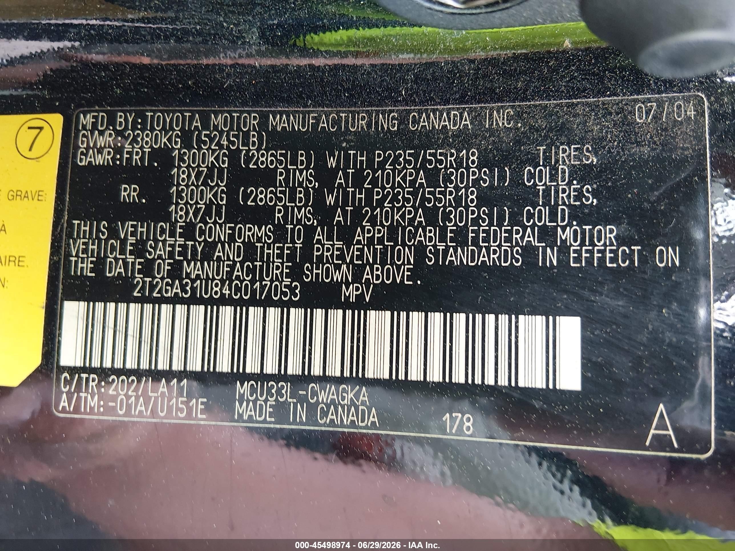 2004 Lexus Rx 330 Black vin: 2T2GA31U84C017053
