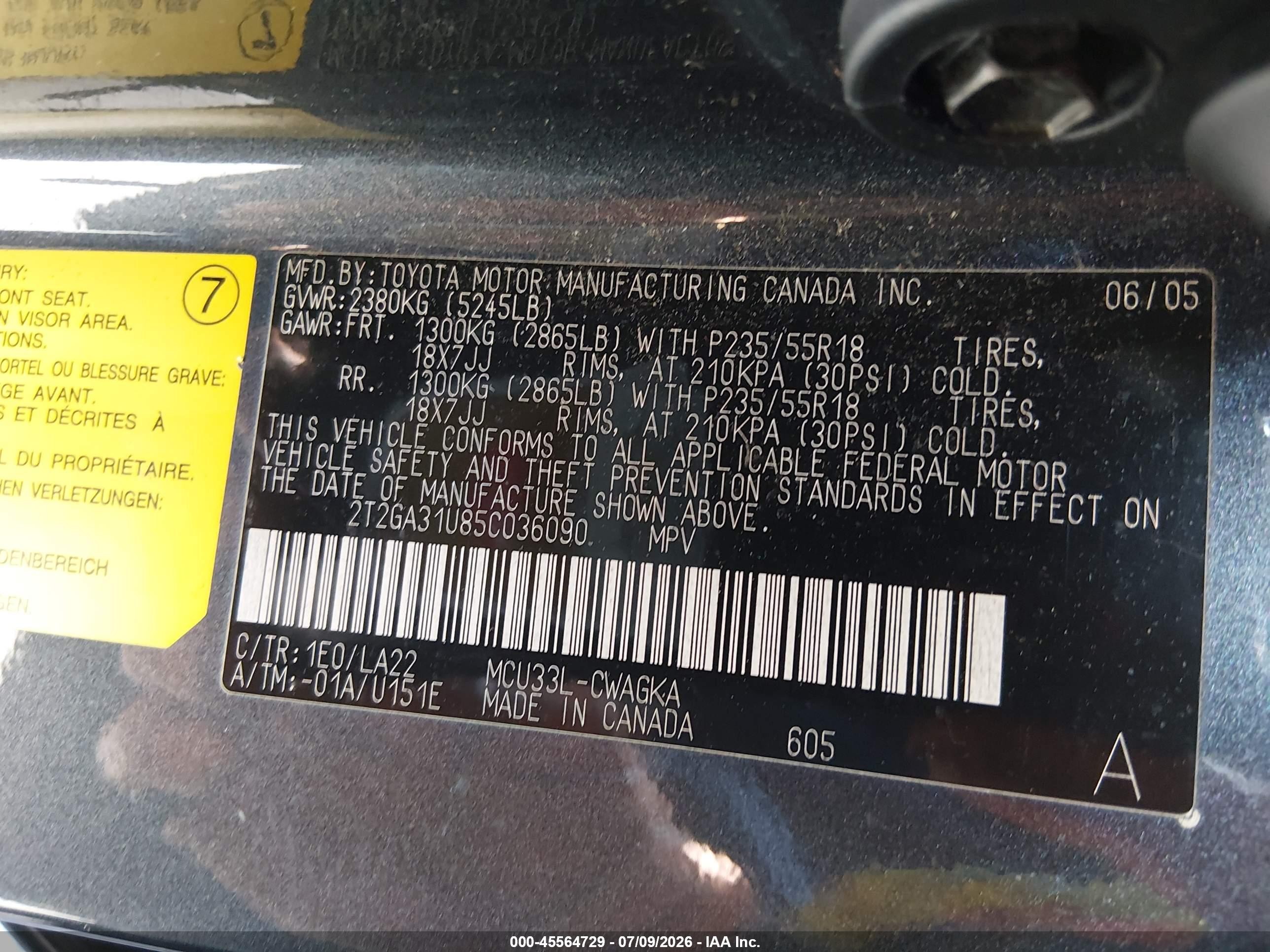 2005 Lexus Rx 330 Gray vin: 2T2GA31U85C036090