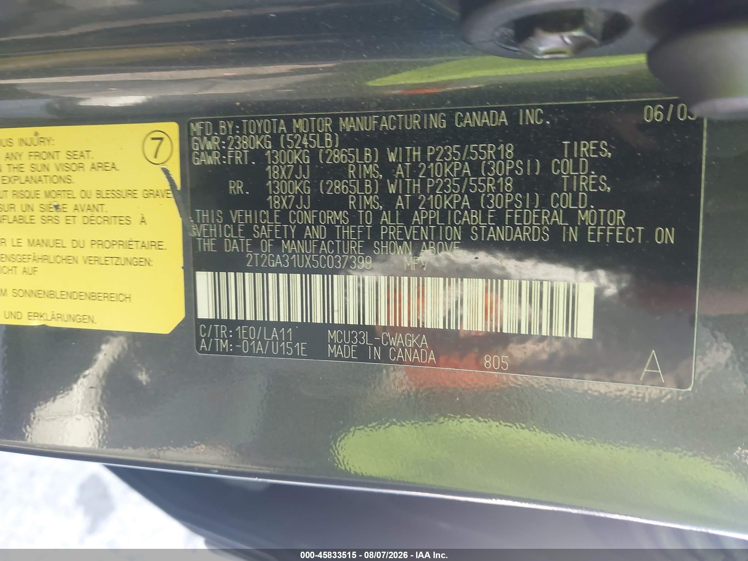 2005 Lexus Rx 330   Gray vin: 2T2GA31UX5C037399