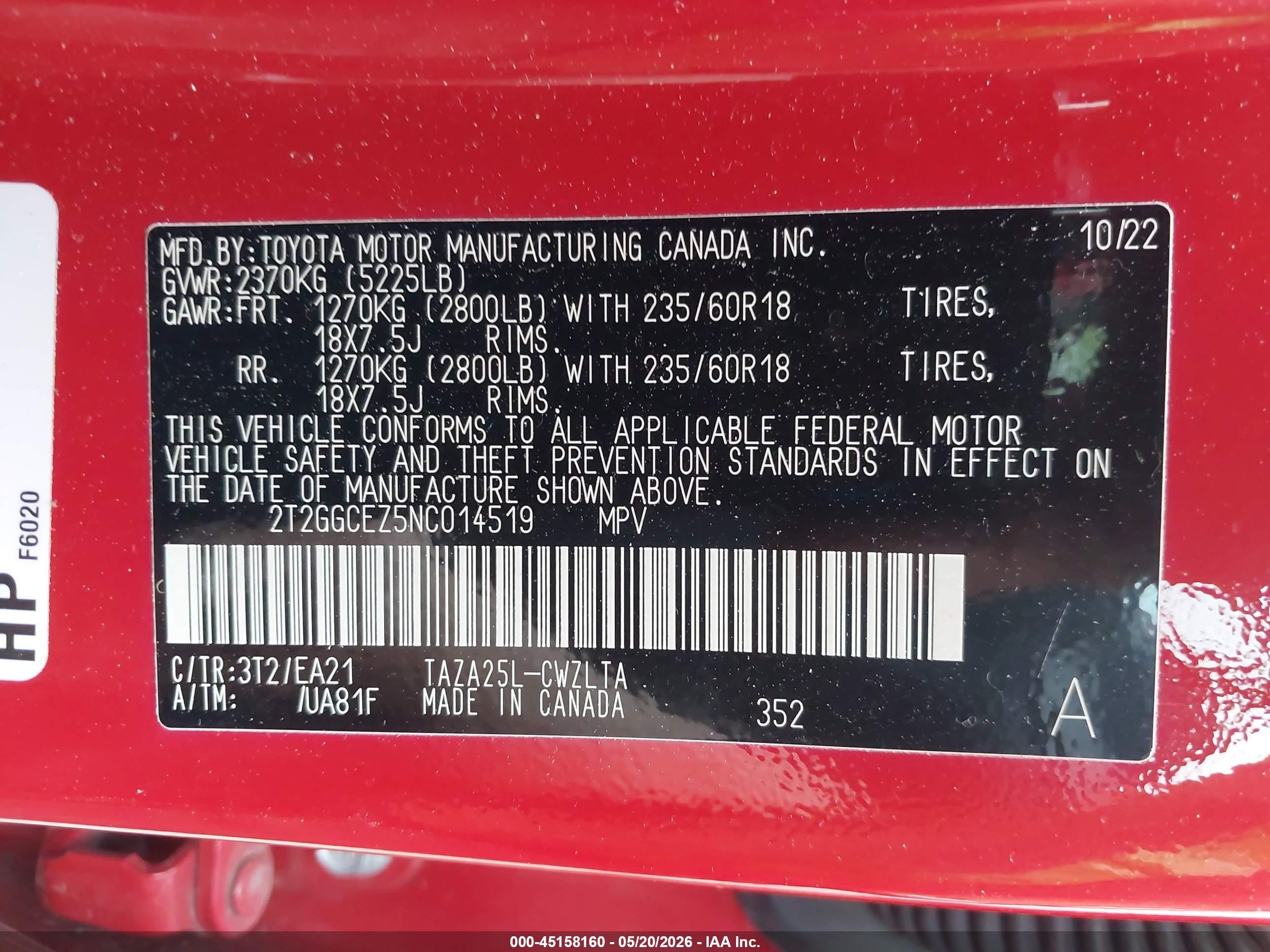2022 Lexus Nx 350 Premium Red vin: 2T2GGCEZ5NC014519