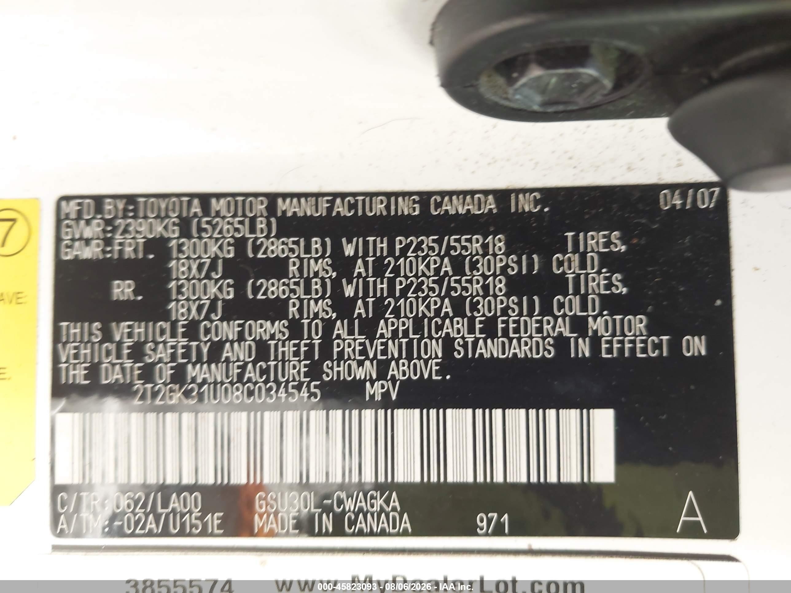 2008 Lexus Rx 350   Белый vin: 2T2GK31U08C034545