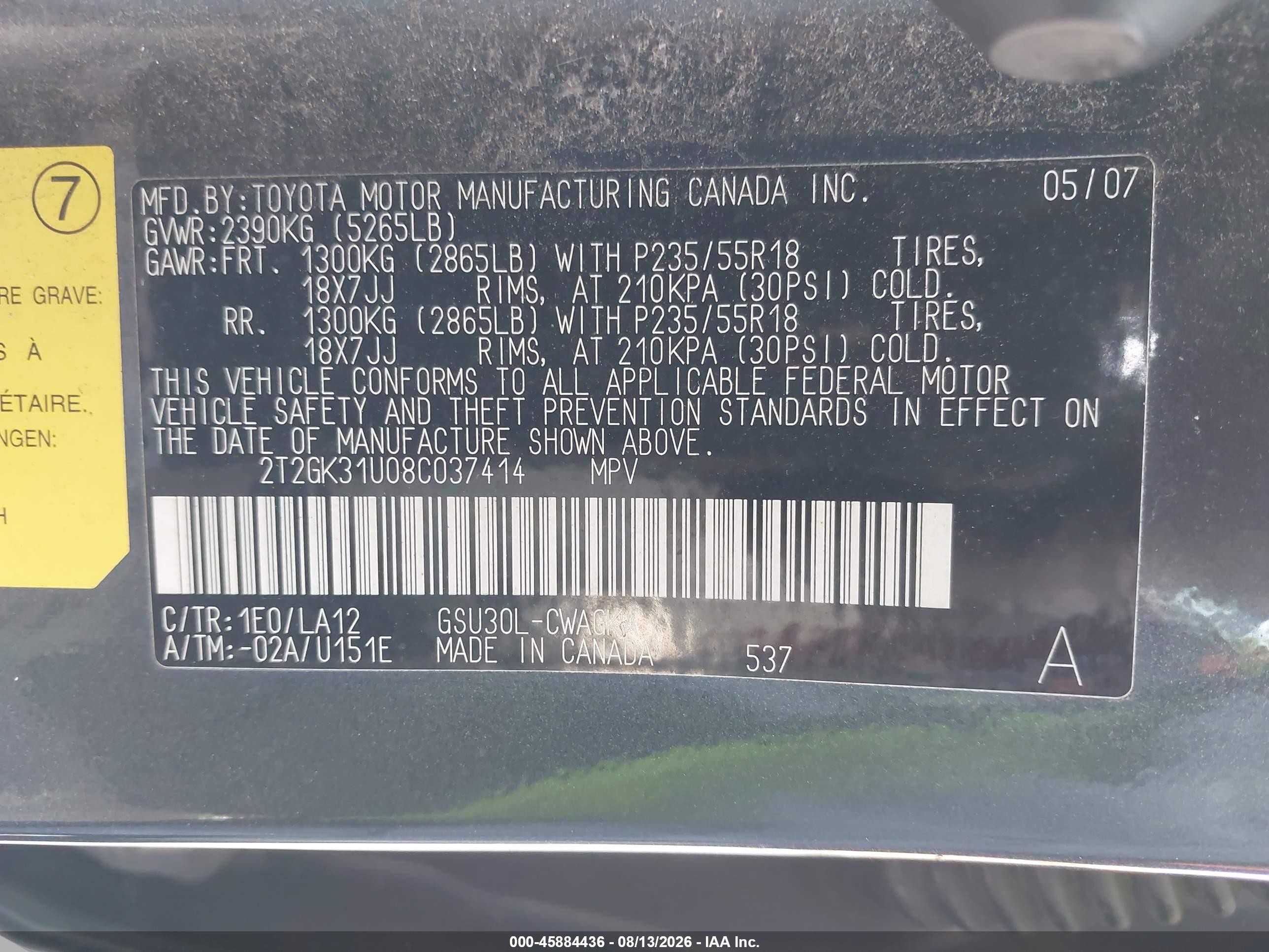 2008 Lexus Rx 350   Gray vin: 2T2GK31U08C037414
