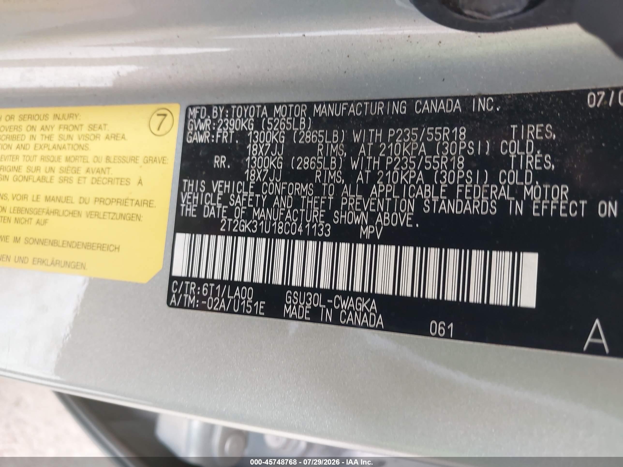 2008 Lexus Rx 350   Champagne vin: 2T2GK31U18C041133