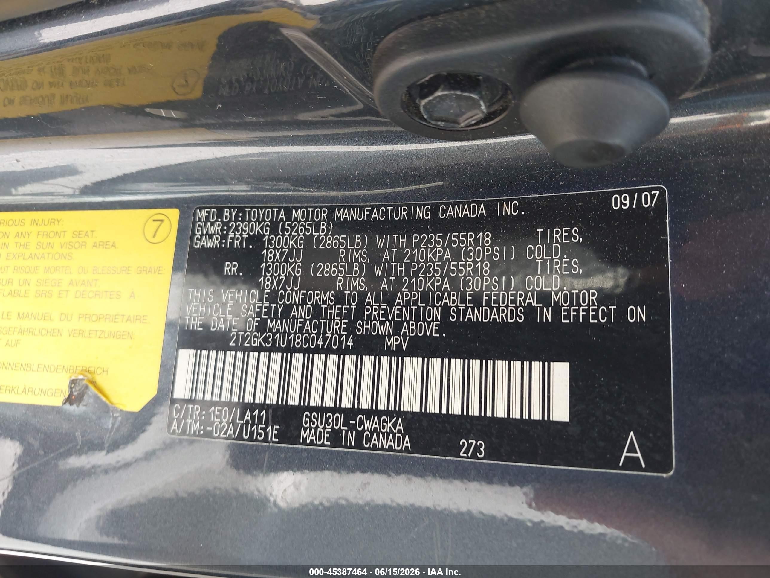 2008 Lexus Rx 350 Gray vin: 2T2GK31U18C047014