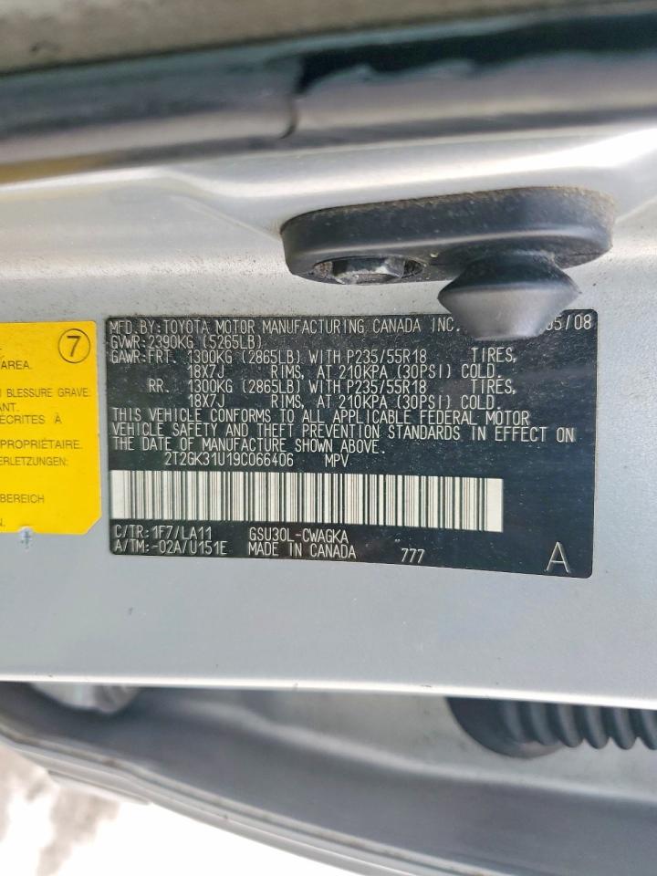 2009 Lexus Rx 350 Base Silver vin: 2T2GK31U19C066406