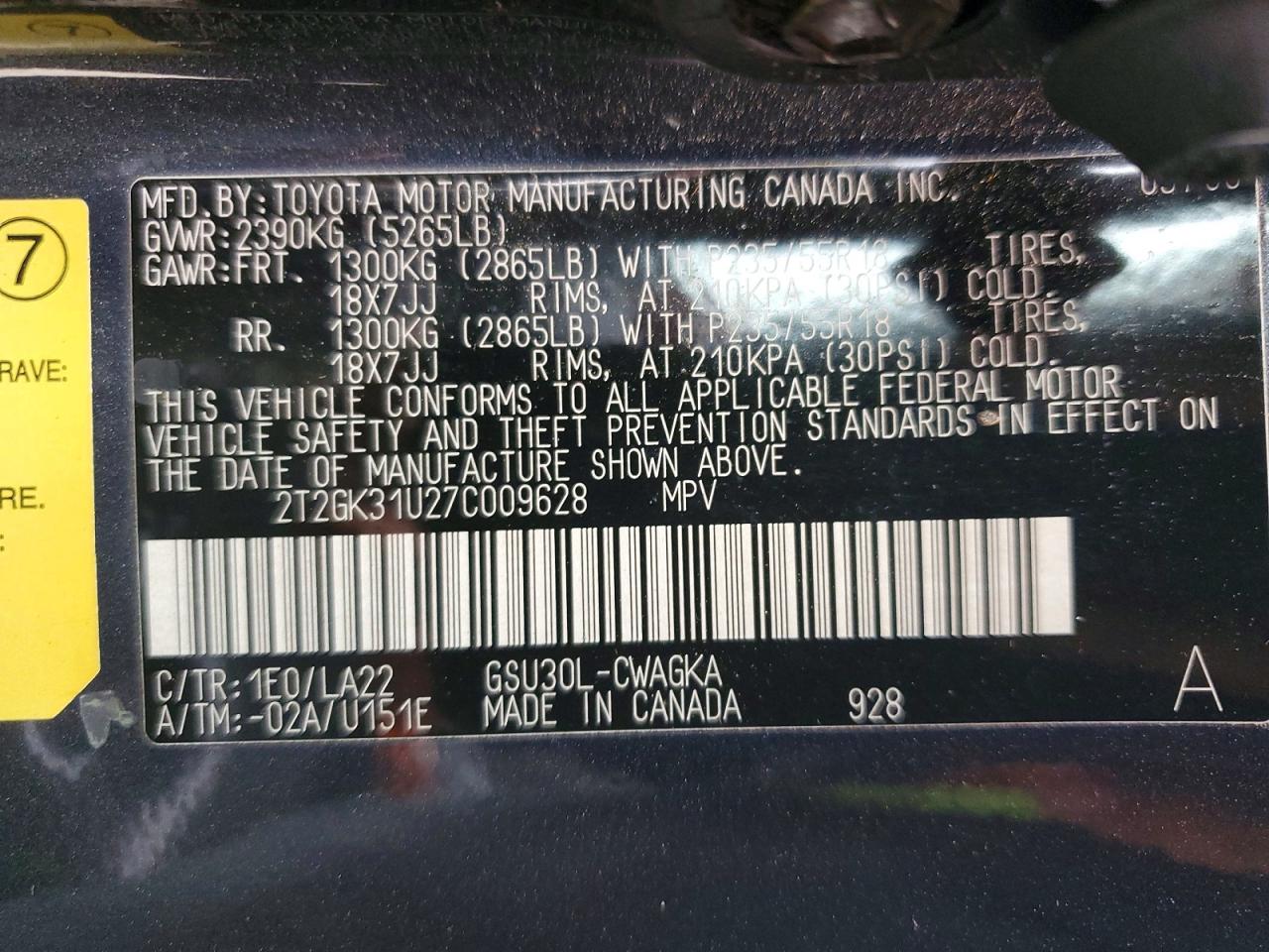 2007 Lexus Rx 350 Серый vin: 2T2GK31U27C009628