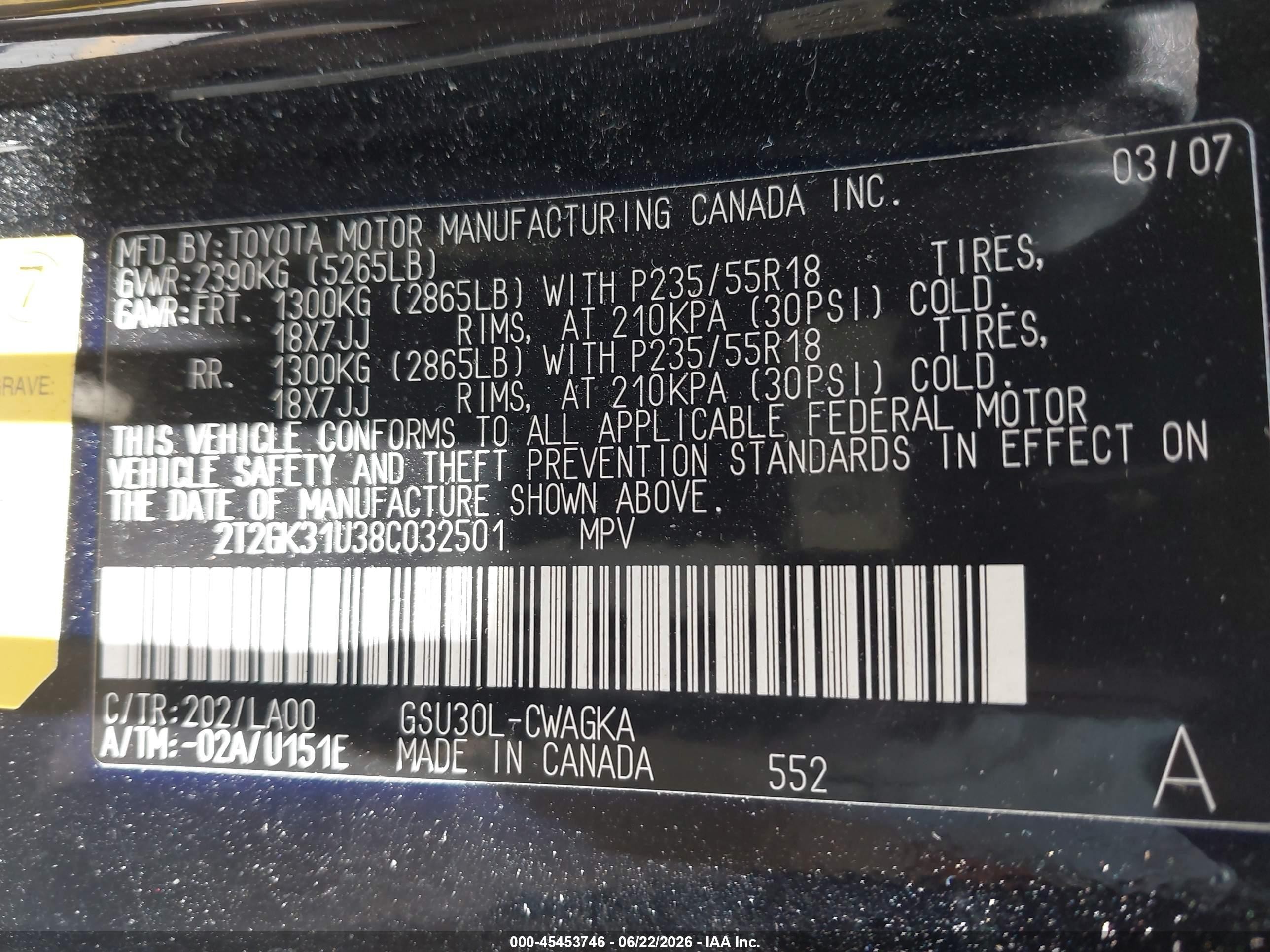 2008 Lexus Rx 350 Black vin: 2T2GK31U38C032501