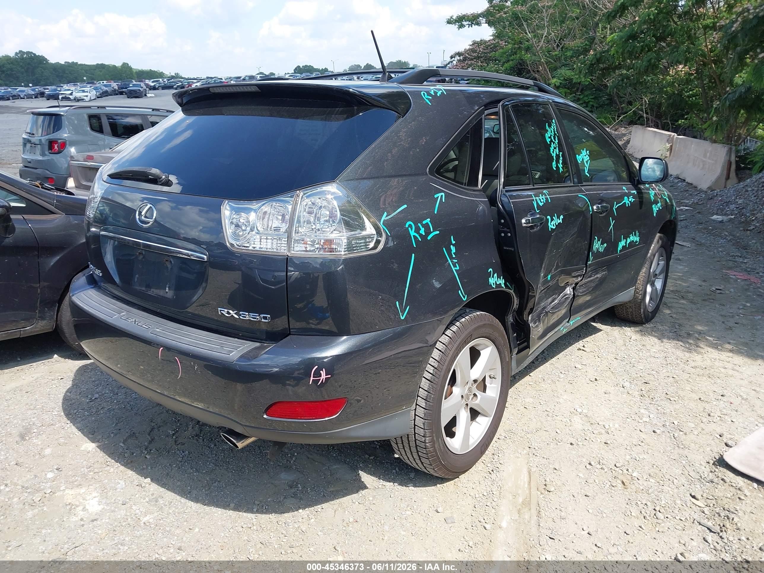 2008 Lexus Rx 350   Black vin: 2T2GK31U48C054233