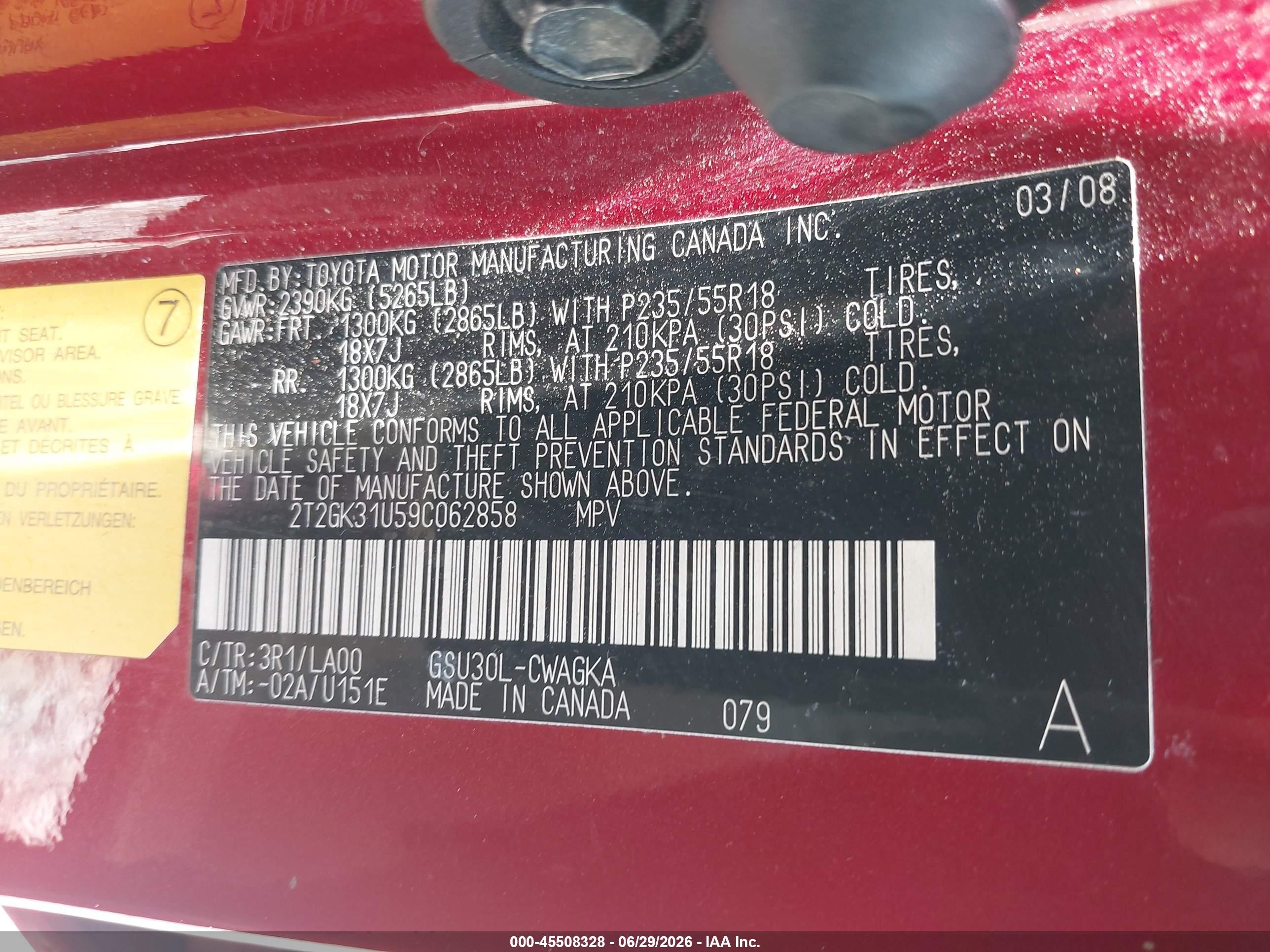 2009 Lexus Rx 350   Red vin: 2T2GK31U59C062858