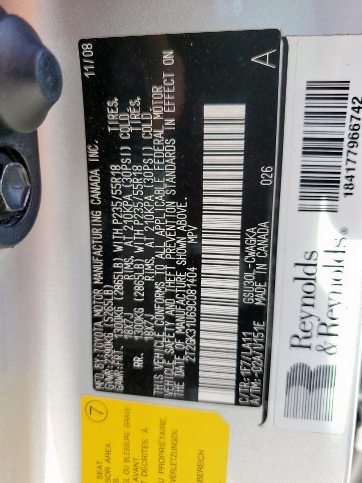 2009 Lexus Rx 350 Silver vin: 2T2GK31U69C081404