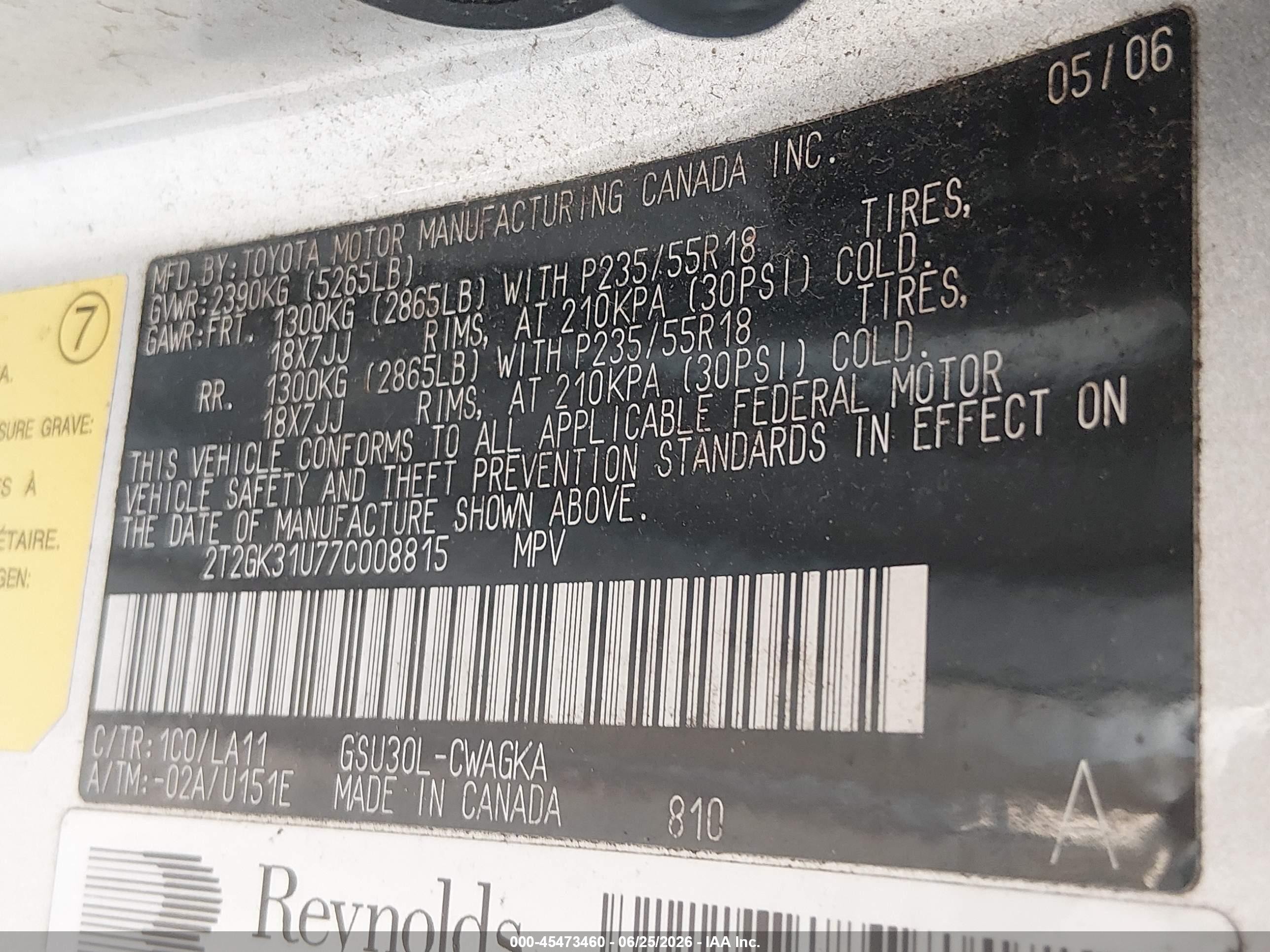 2007 Lexus Rx 350   Silver vin: 2T2GK31U77C008815