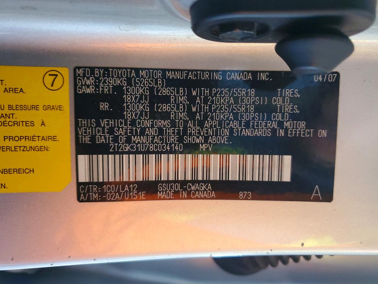 2008 Lexus Rx 350 Silver vin: 2T2GK31U78C034140