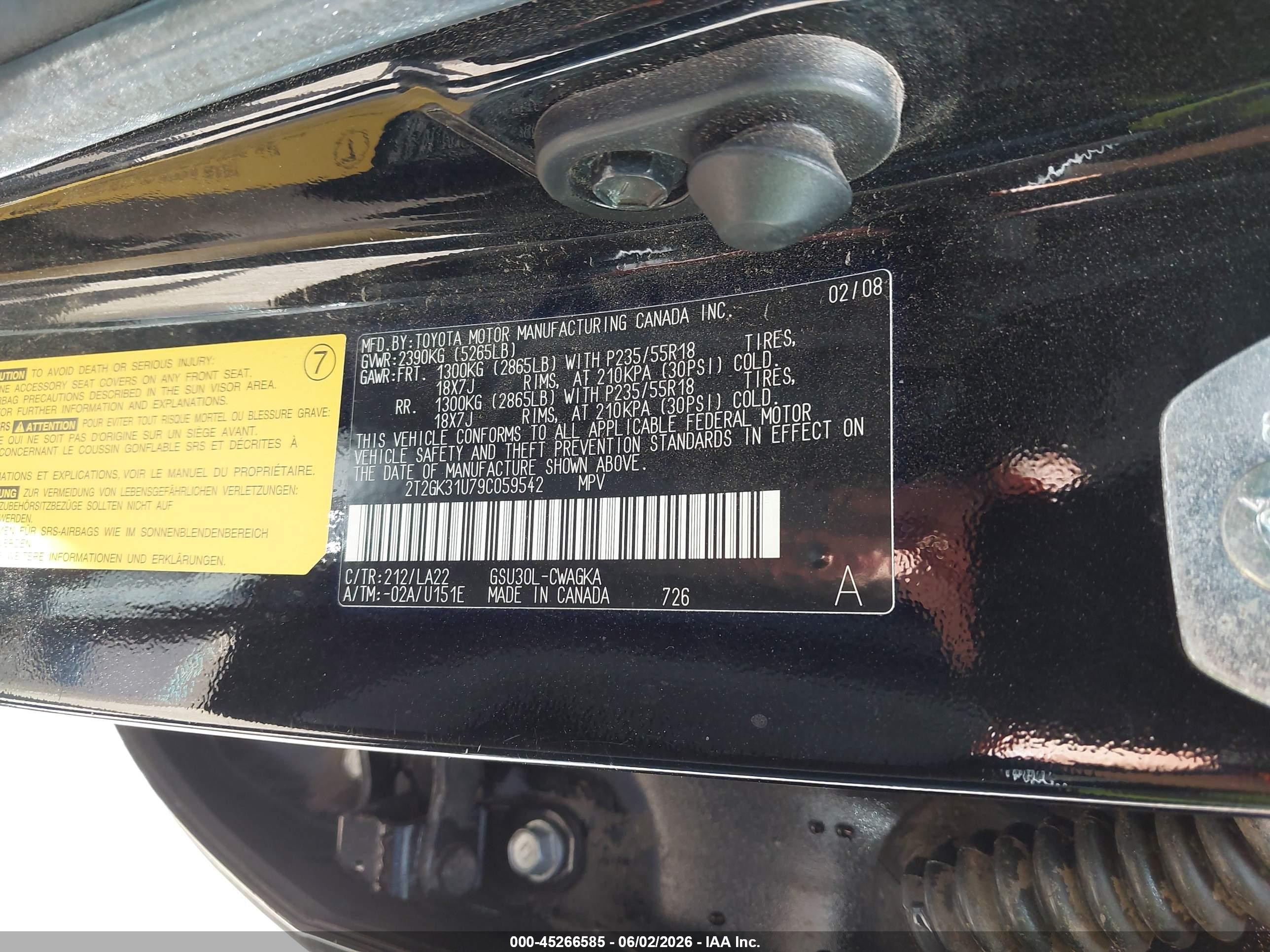 2009 Lexus Rx 350   Black vin: 2T2GK31U79C059542