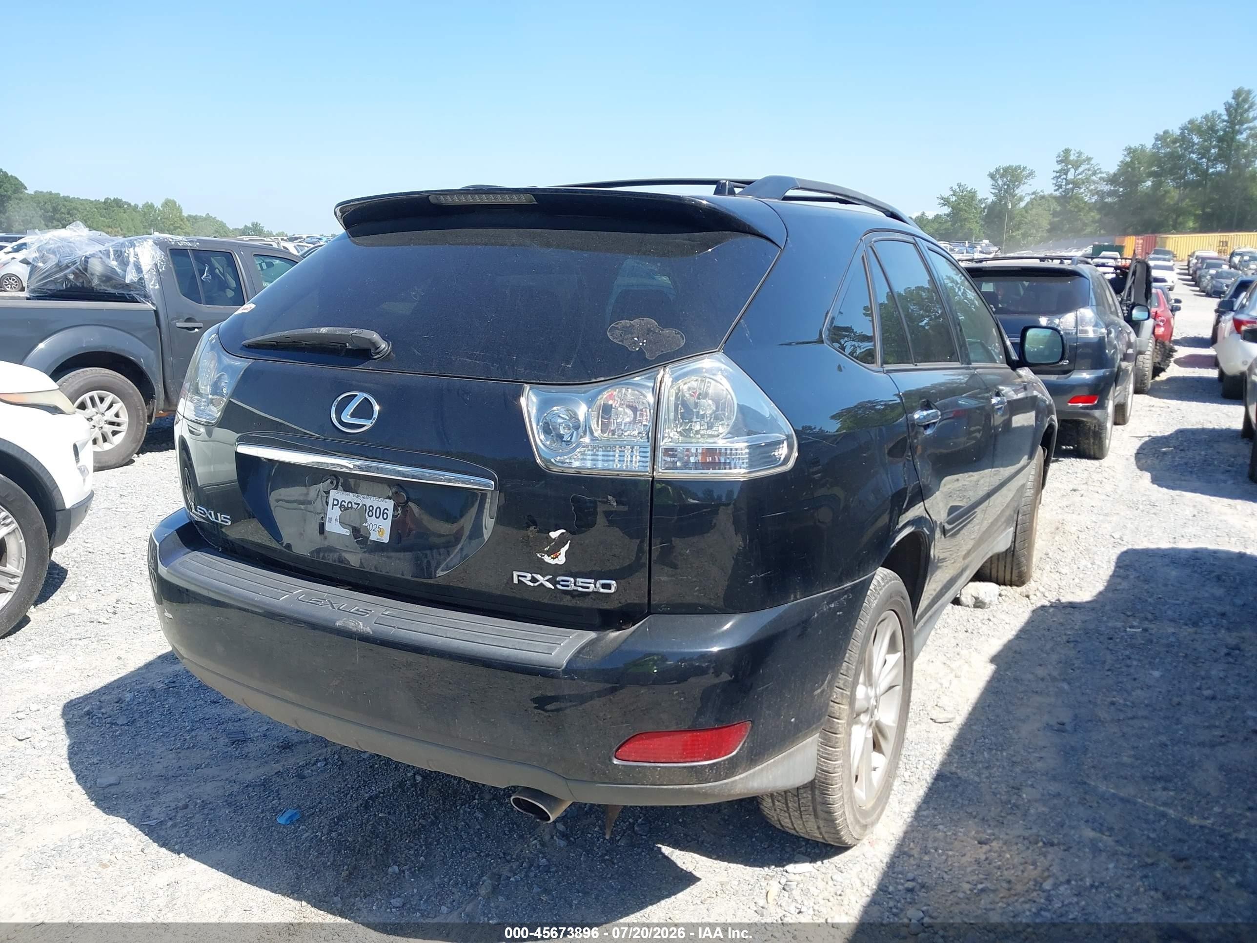 2008 Lexus Rx 350   Black vin: 2T2GK31U88C052632