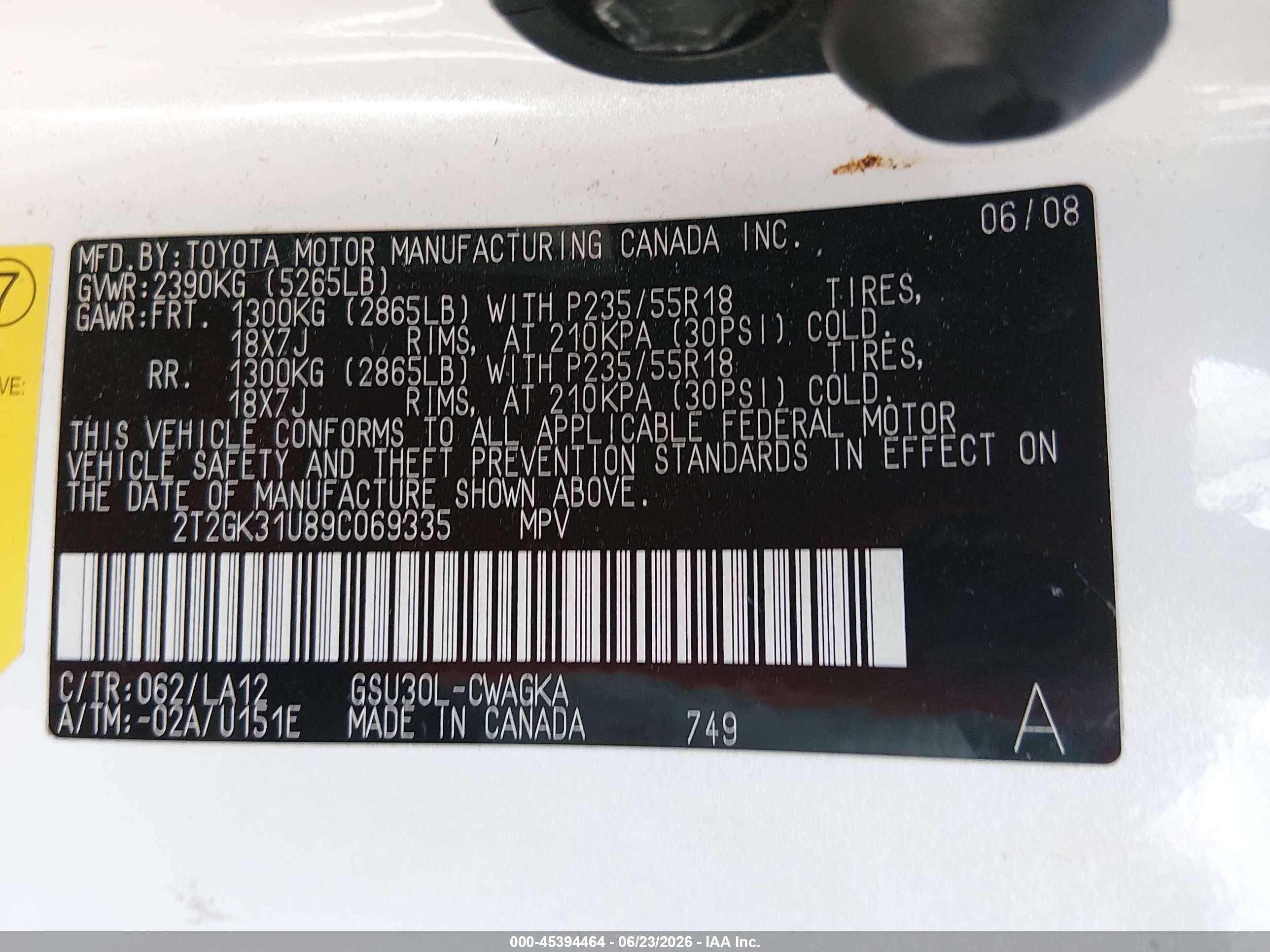 2009 Lexus Rx 350   White vin: 2T2GK31U89C069335