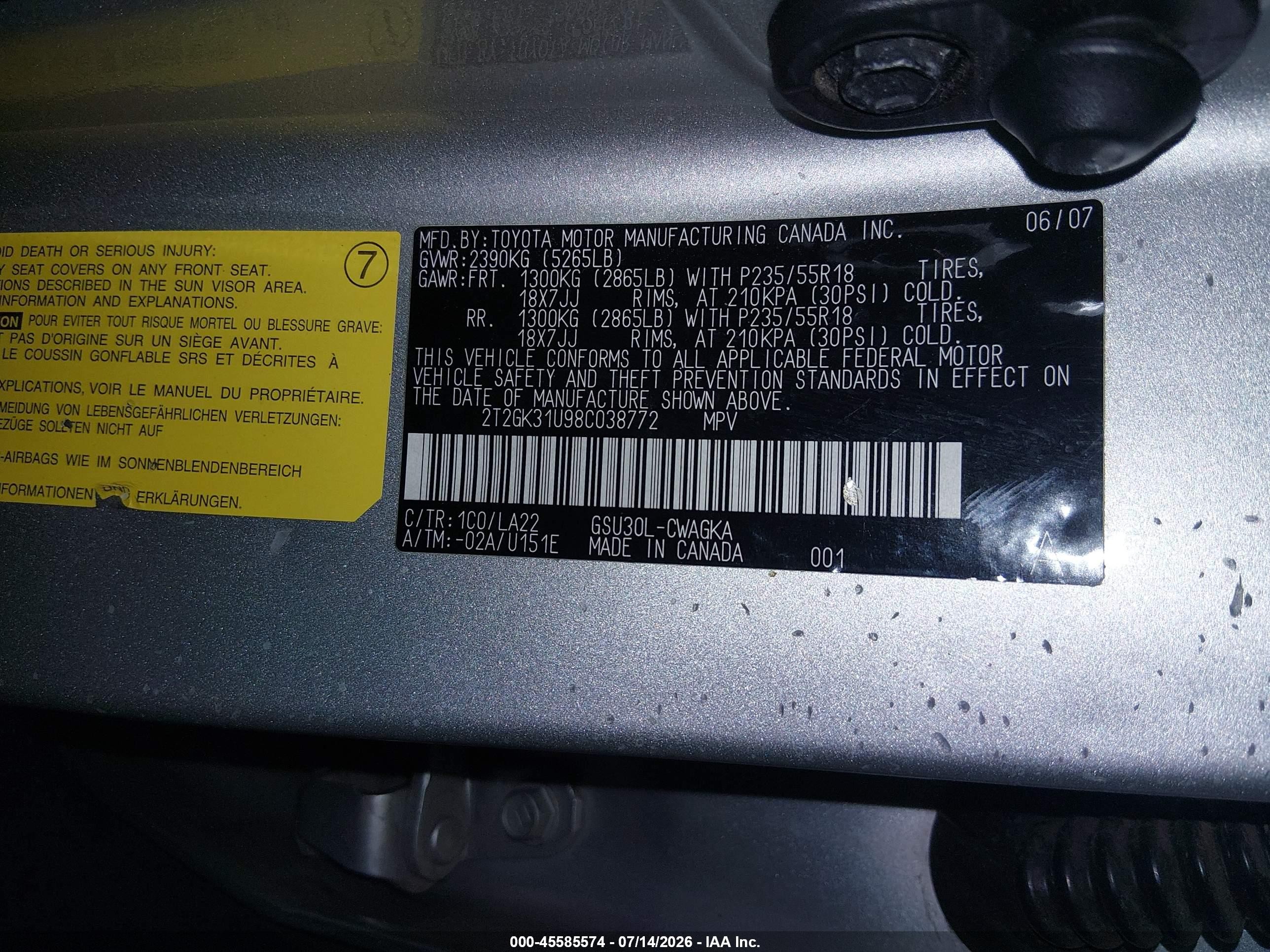 2008 Lexus Rx 350   Silver vin: 2T2GK31U98C038772