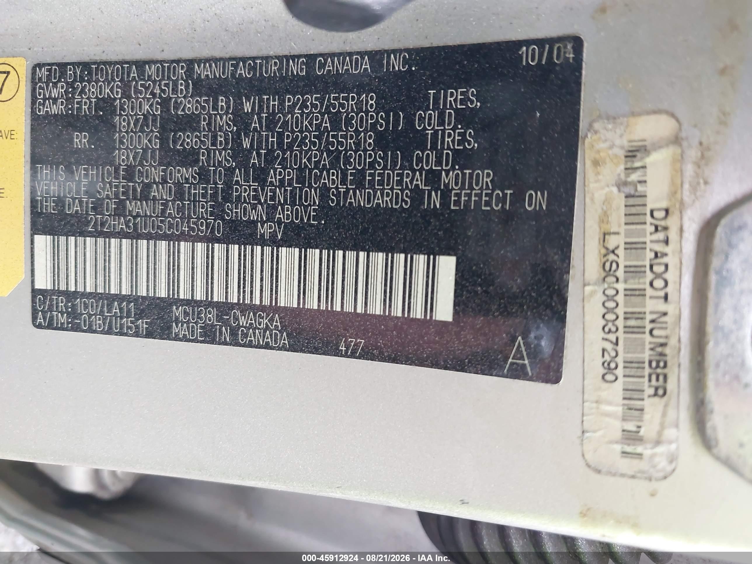 2005 Lexus Rx 330   Silver vin: 2T2HA31U05C045970