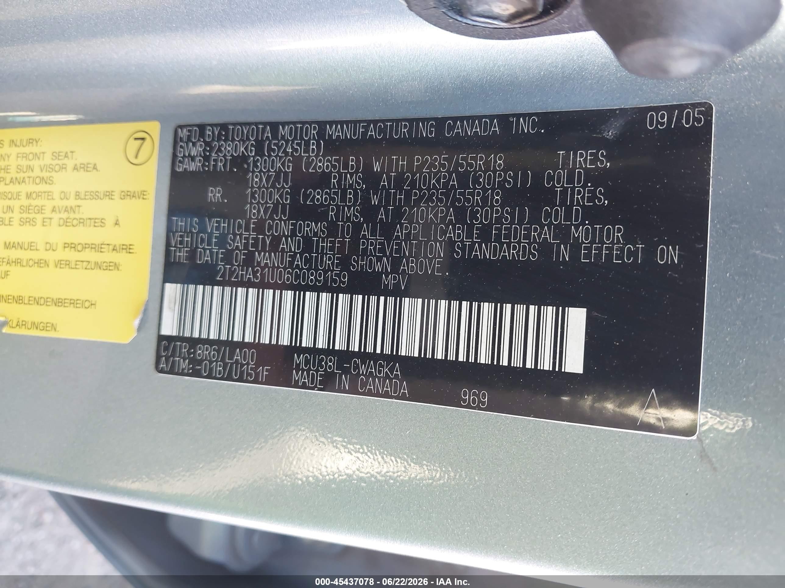 2006 Lexus Rx 330   Light Blue vin: 2T2HA31U06C089159