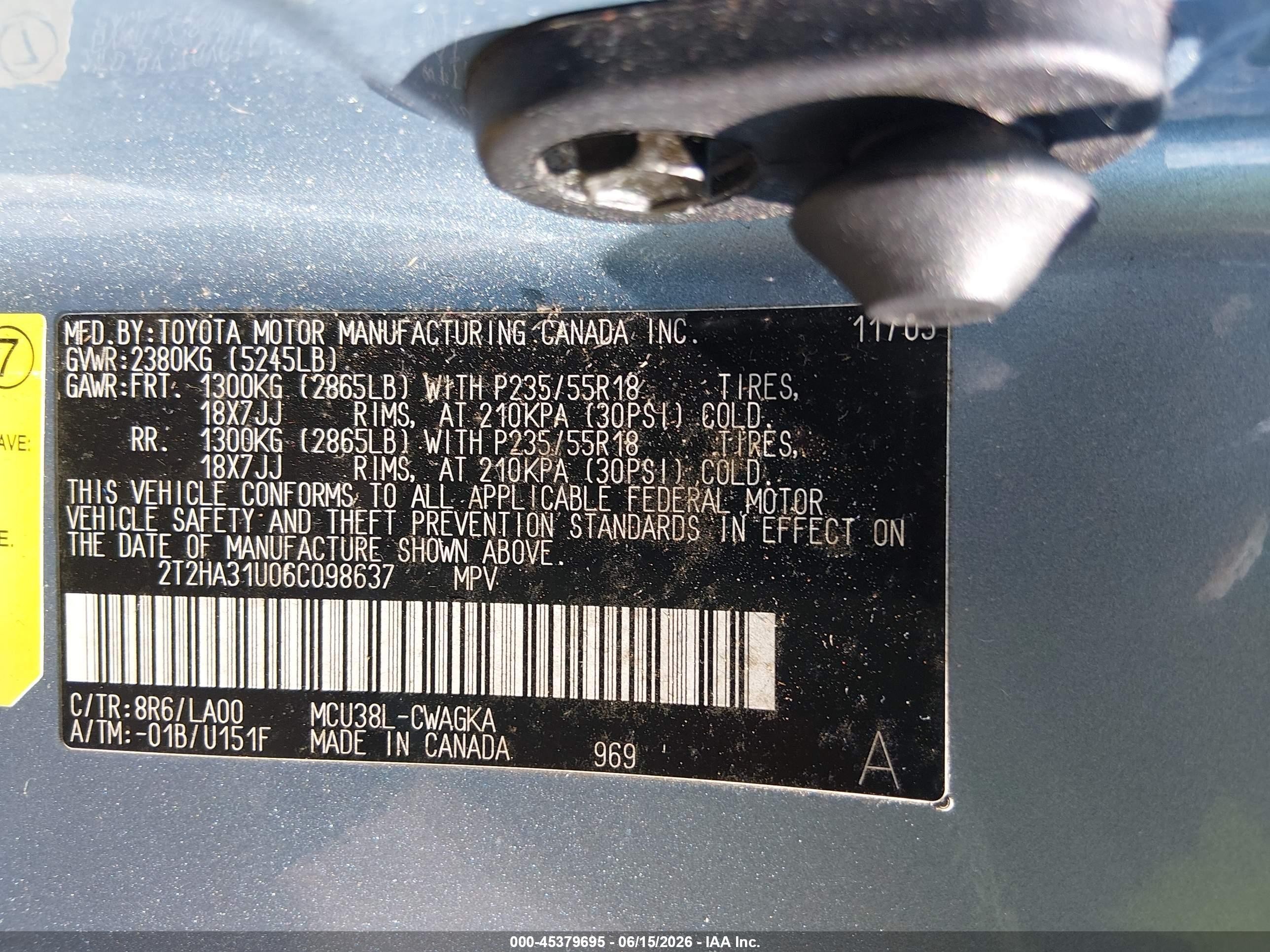 2006 Lexus Rx 330   Light Blue vin: 2T2HA31U06C098637