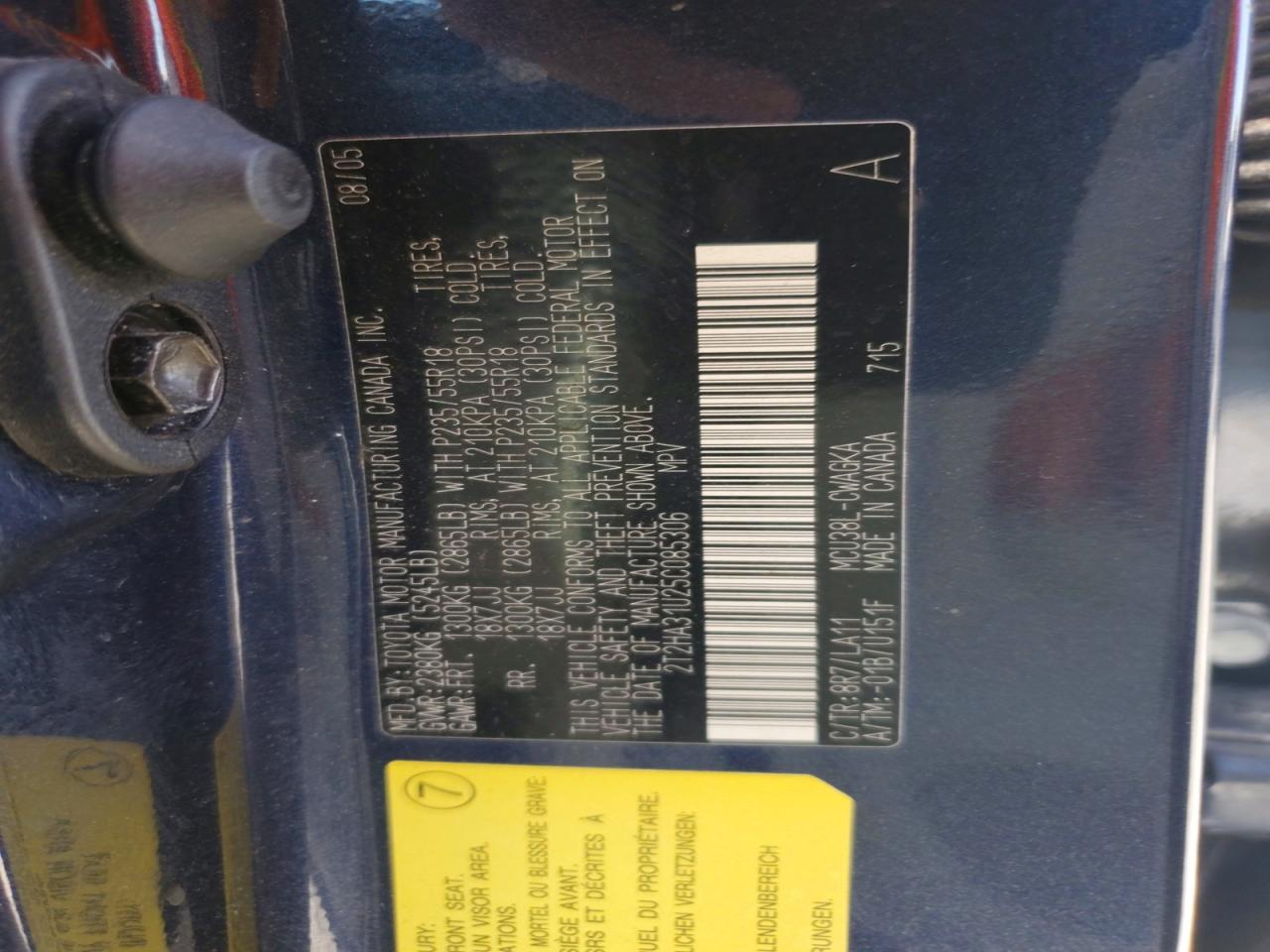 2005 Lexus Rx 330 Blue vin: 2T2HA31U25C085306