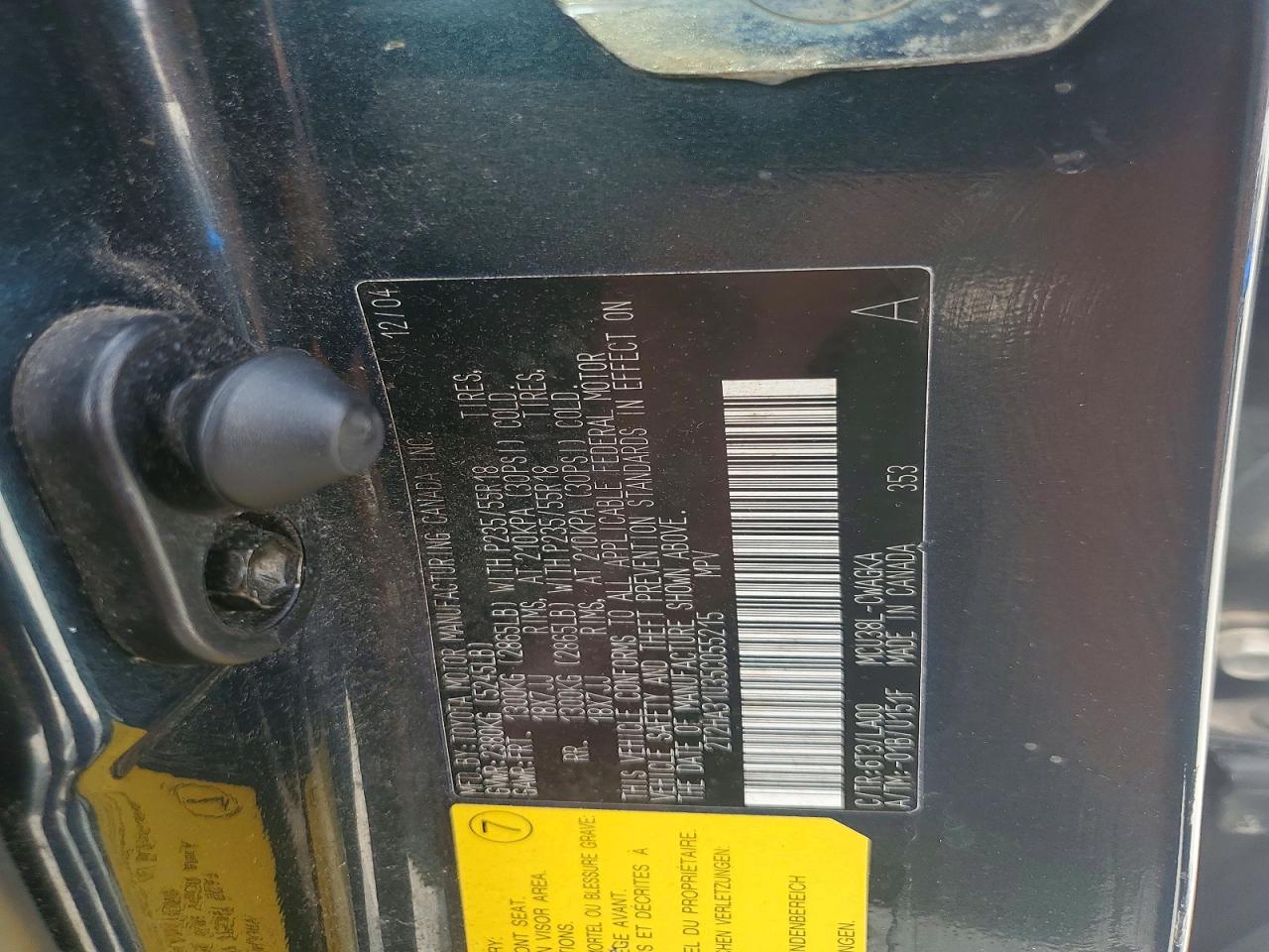 2005 Lexus Rx 350 Base Charcoal vin: 2T2HA31U35C055215